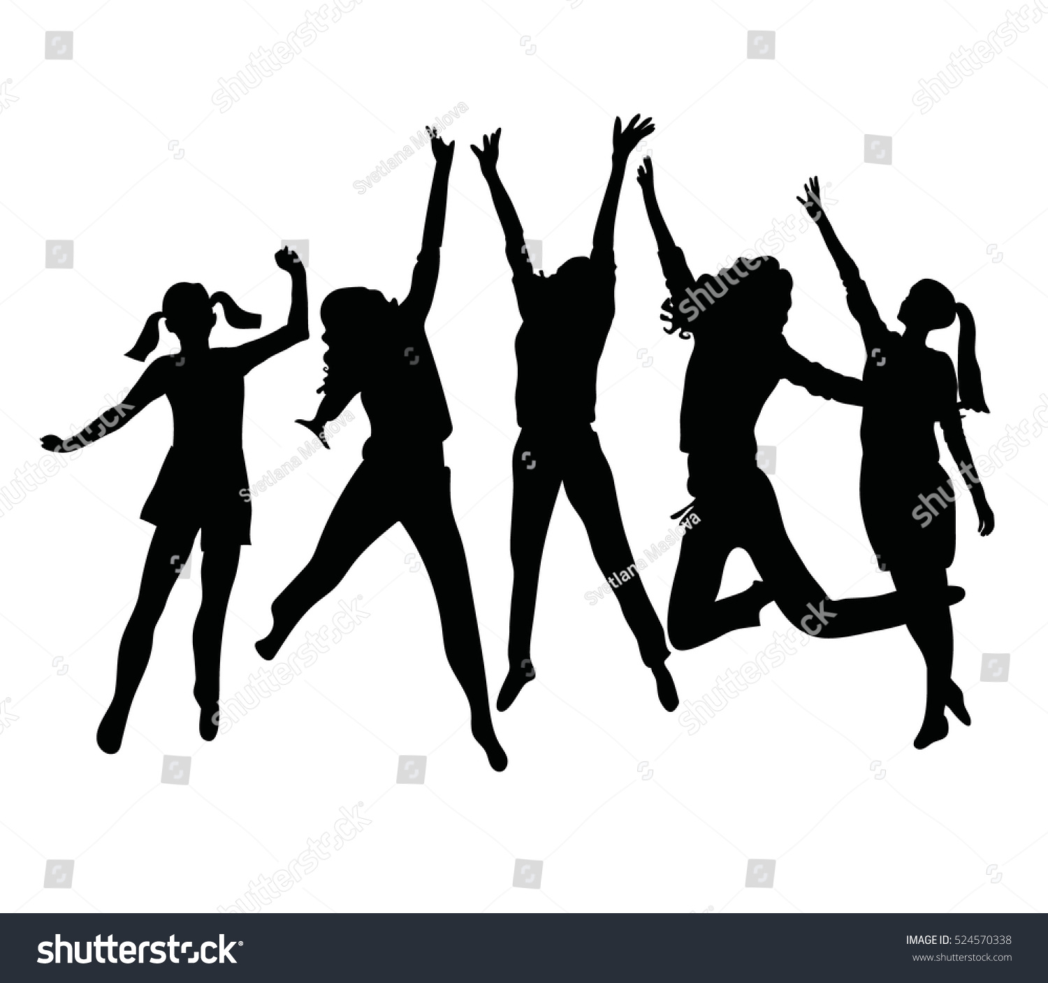 People Silhouette Jumping Girls Women Jumping Stock Vector HD ...