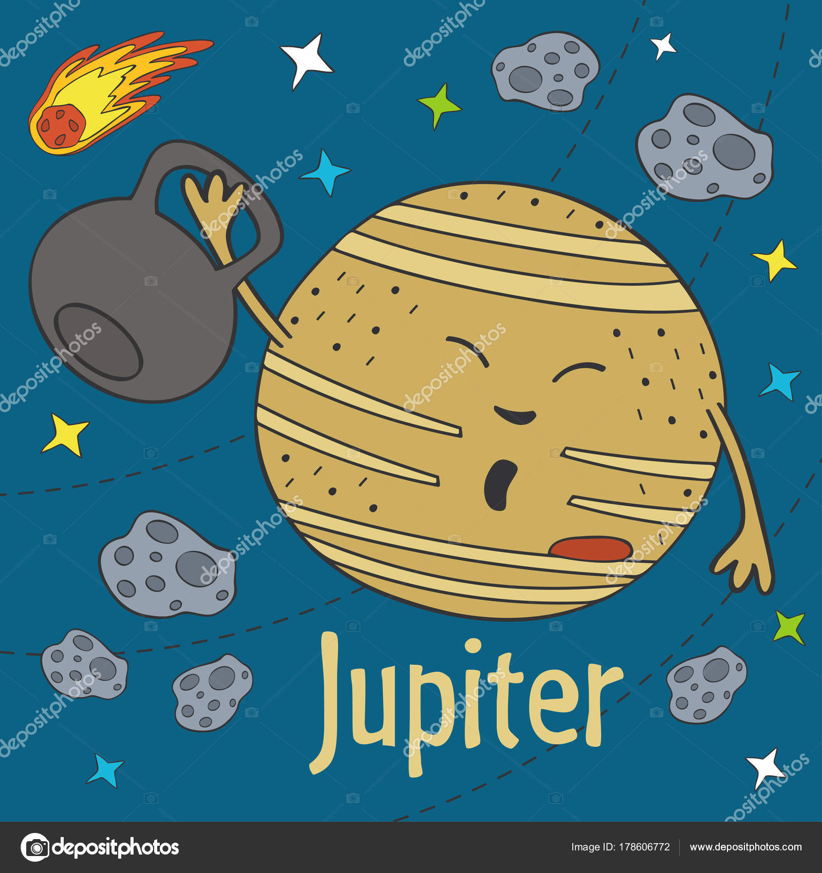 Cartoon Funny Jupiter Vector Illustration Eps — Stock Vector ...