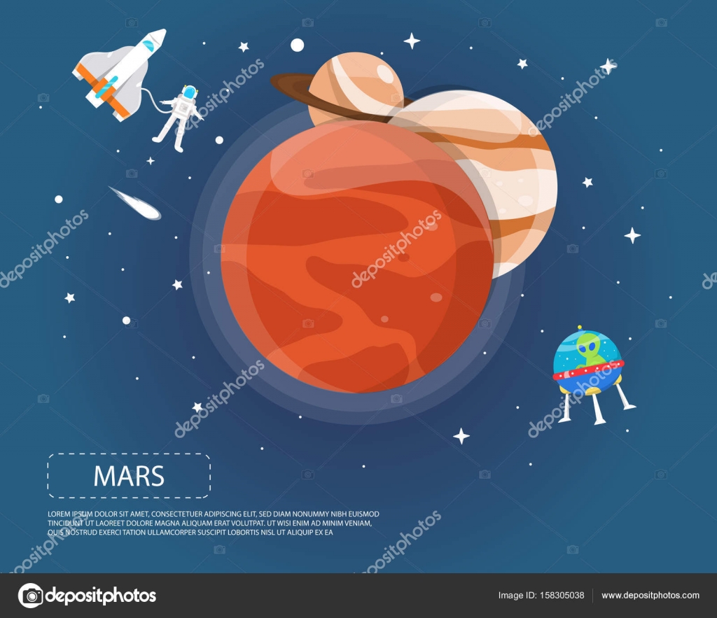 Mars Jupiter and Saturn of solar system illustration design — Stock ...