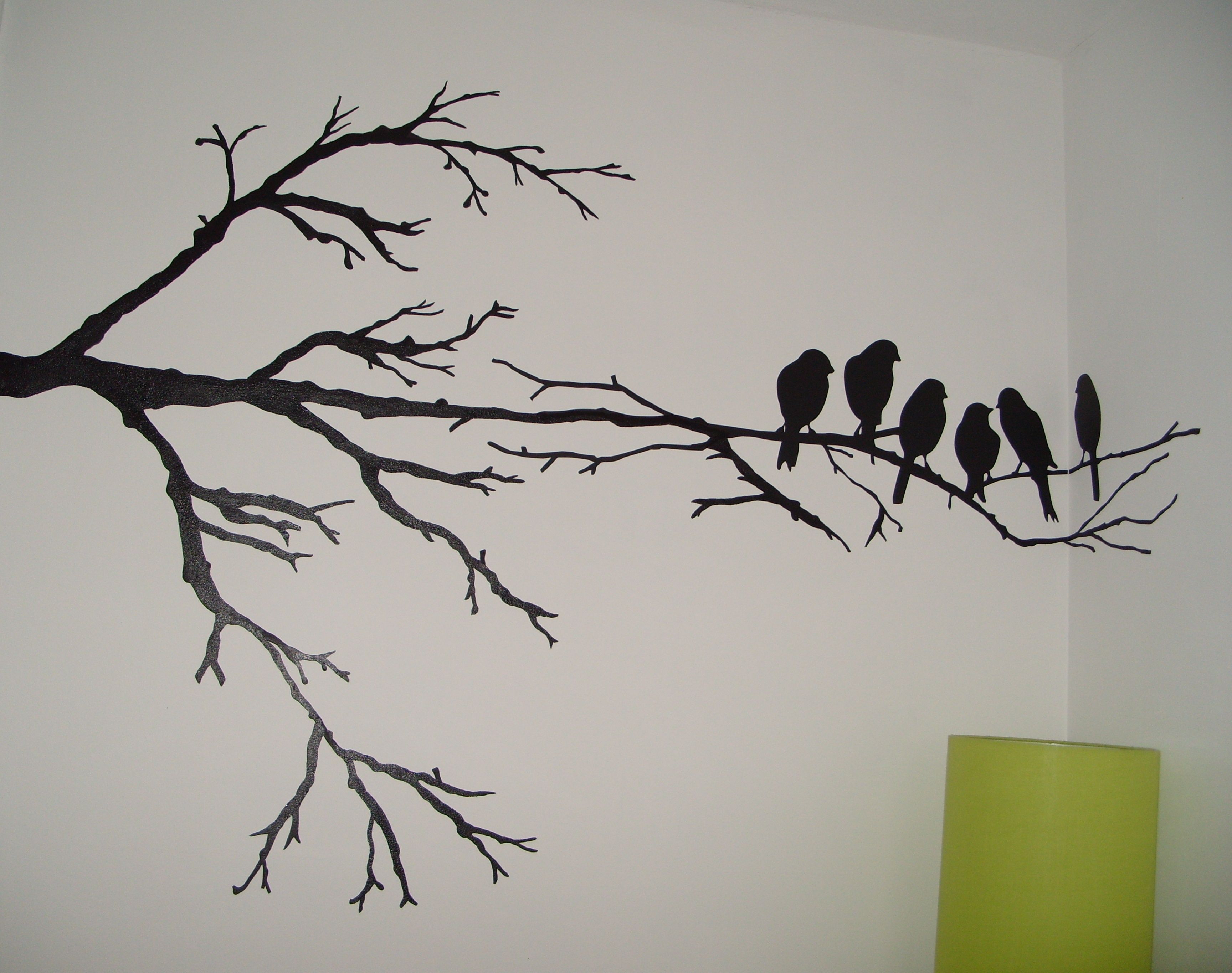 Wall painting. Maybe just one branch and one of the birds an accent ...