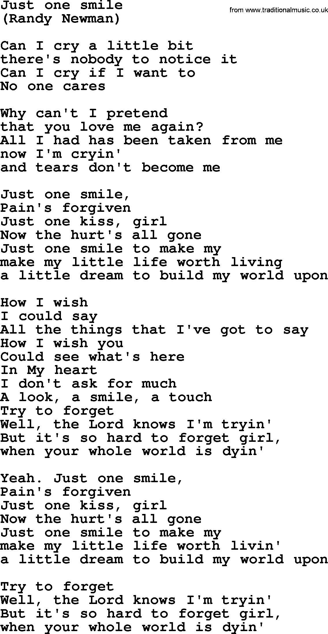 Just One Smile, by The Byrds - lyrics with pdf