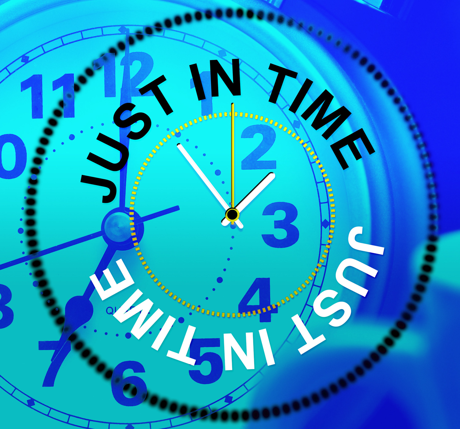 Just in time indicates being late and eventually photo