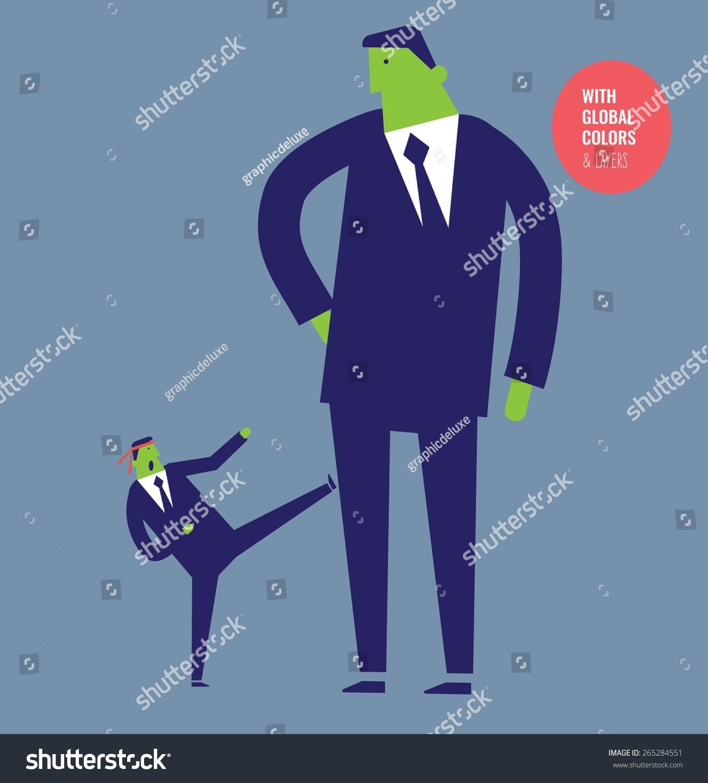 Small Karate Businessman Fighting Against Big Stock Vector 265284551 ...