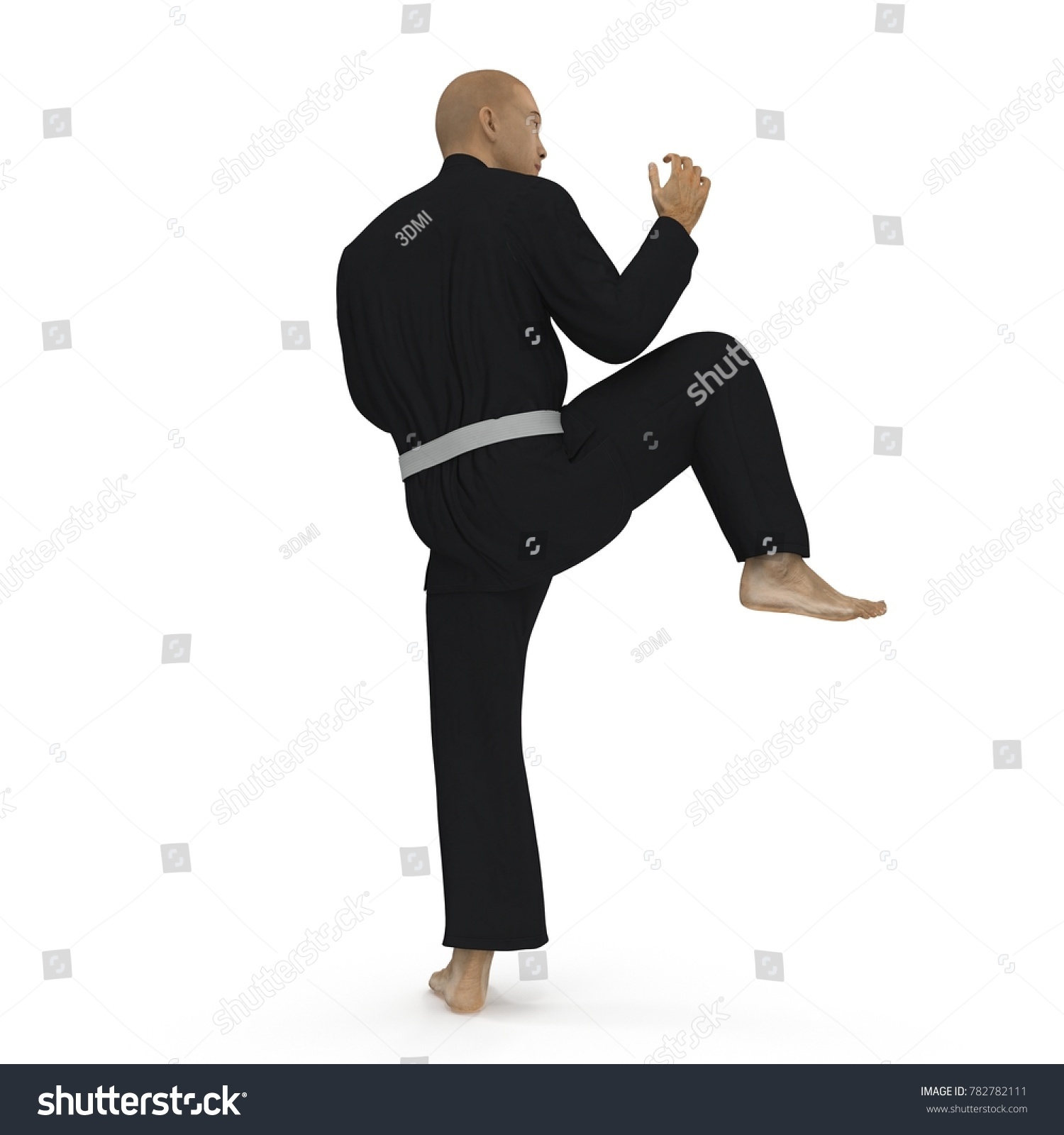 Black Karate Fighter Fighting Pose Isolated Stock Illustration ...