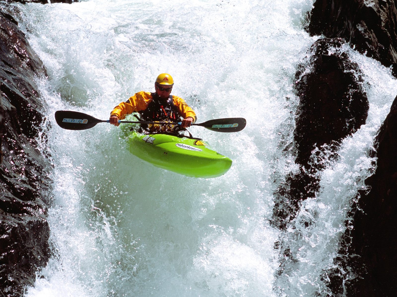 Wallpaper waterfall, water, kayak, stream, kayaking desktop ...