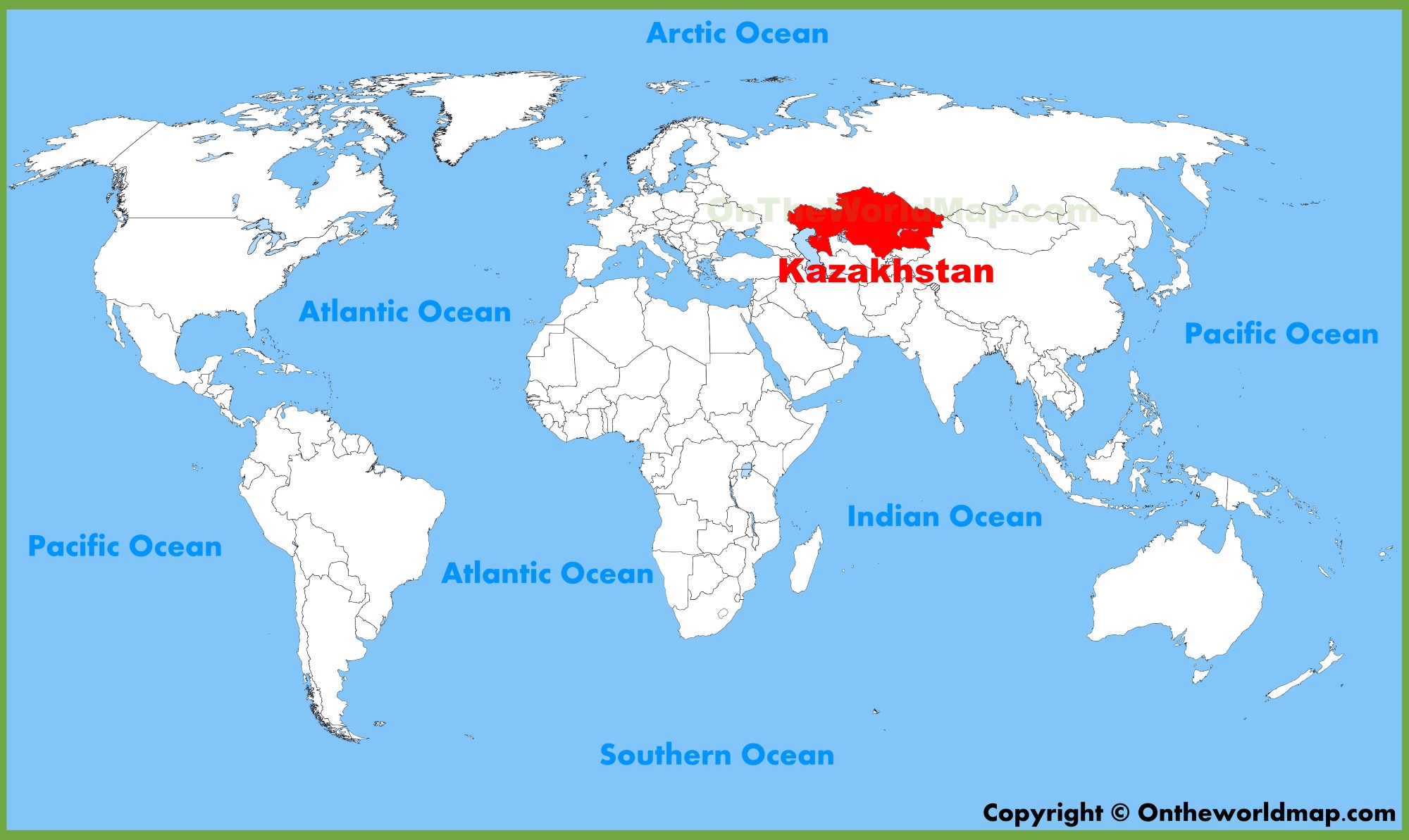 Kazakhstan location on the World Map ﻿