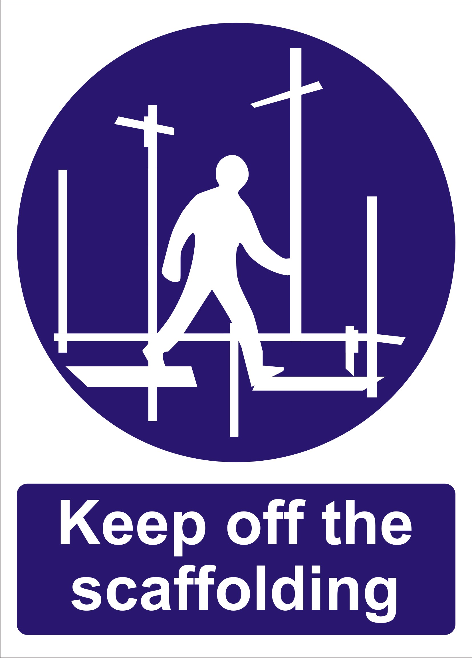 Keep off the scaffolding sign