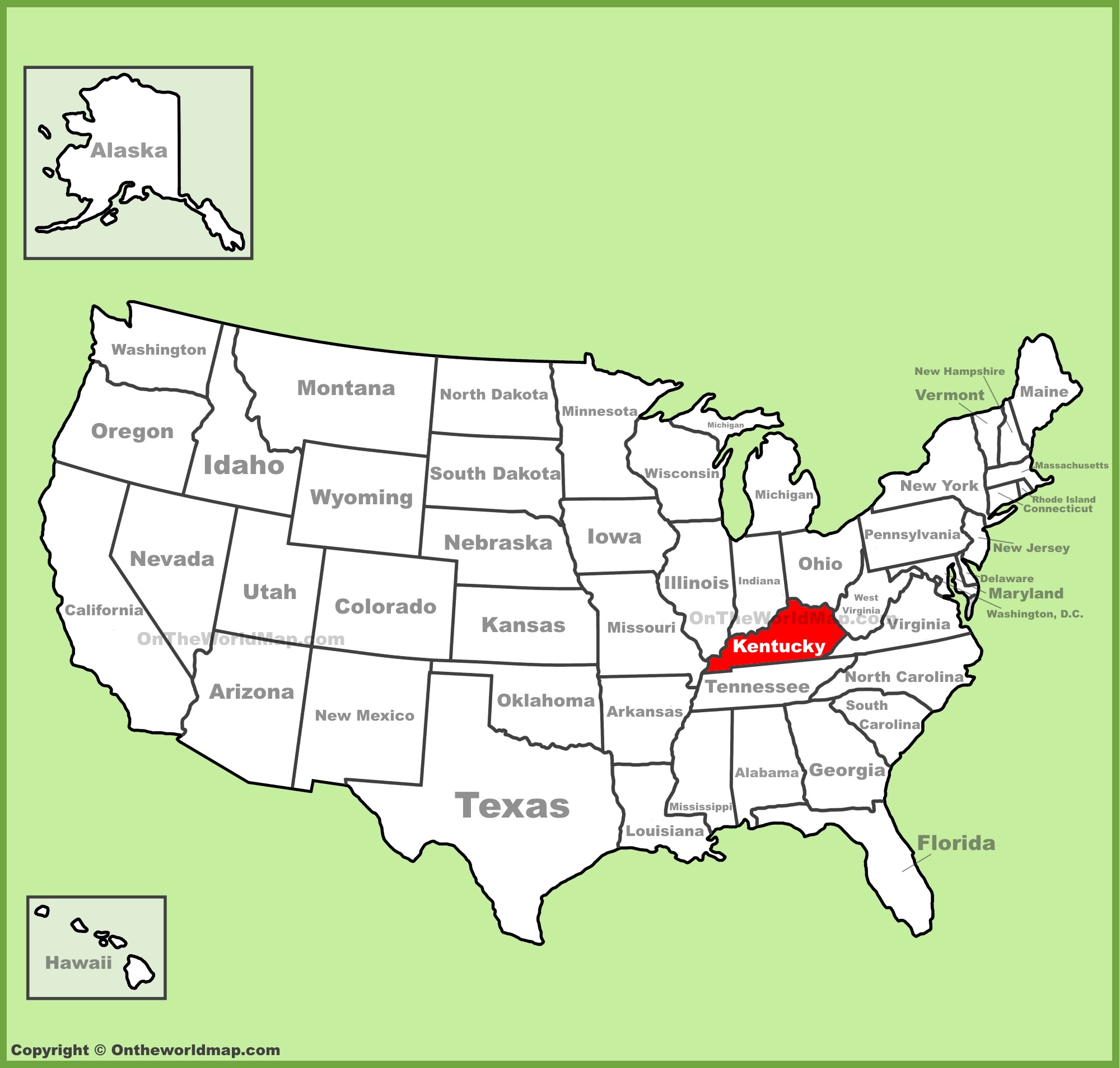Kentucky location on the U.S. Map ﻿