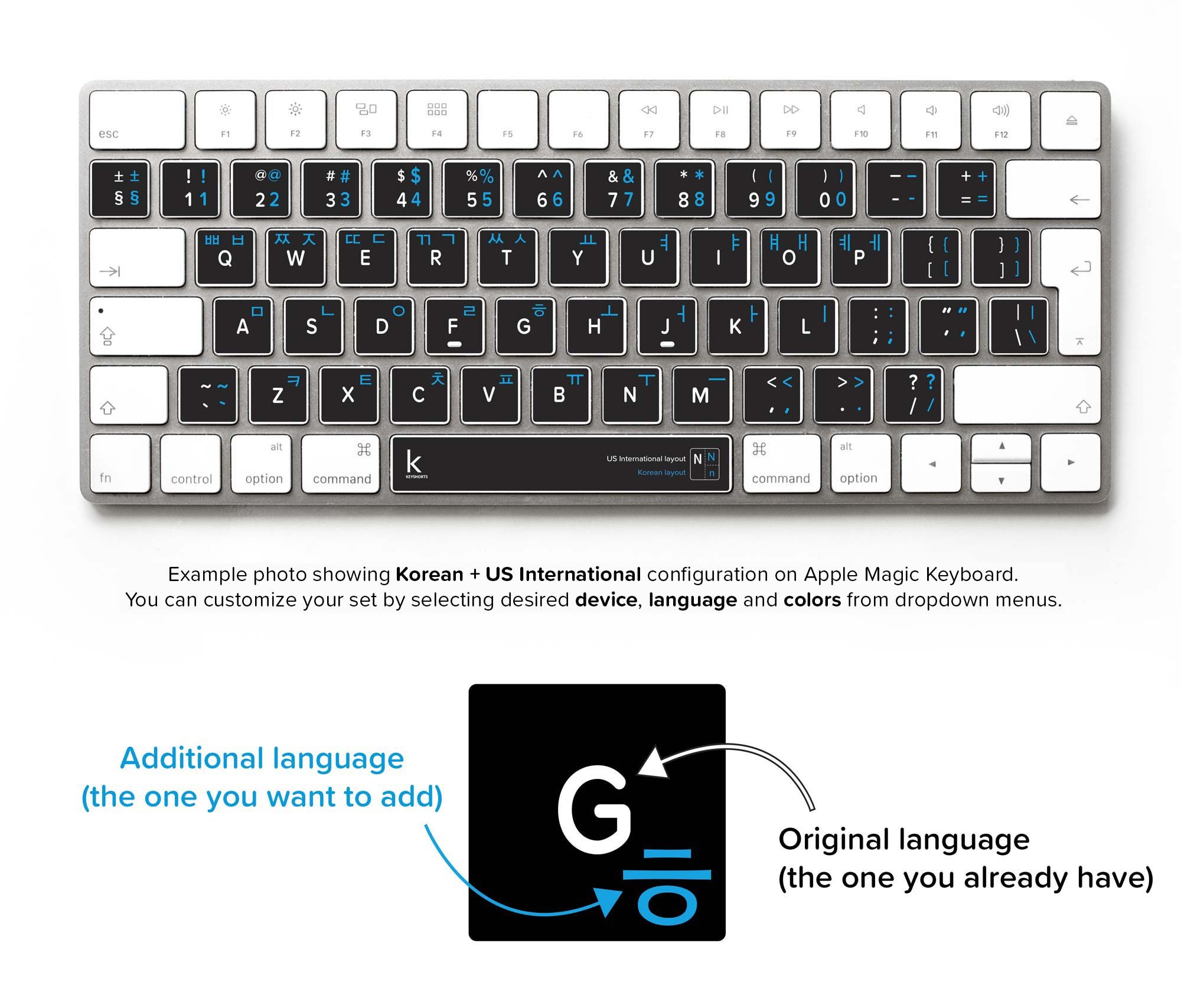 Korean Bilingual Keyboard Sticker for Mac and PC | Keyshorts
