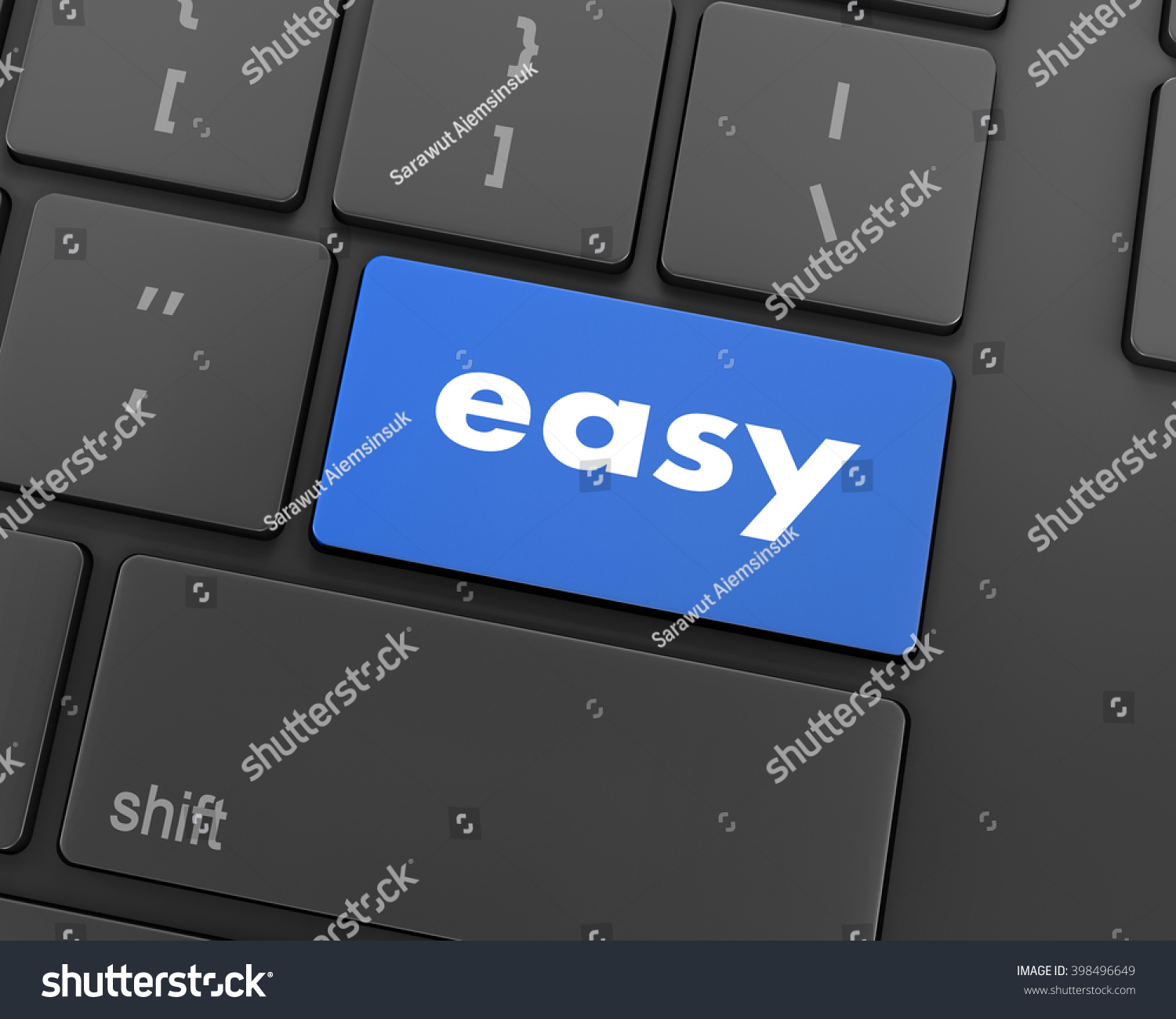 Keyboard Easy Button 3d Rendering Stock Illustration 398496649 ...