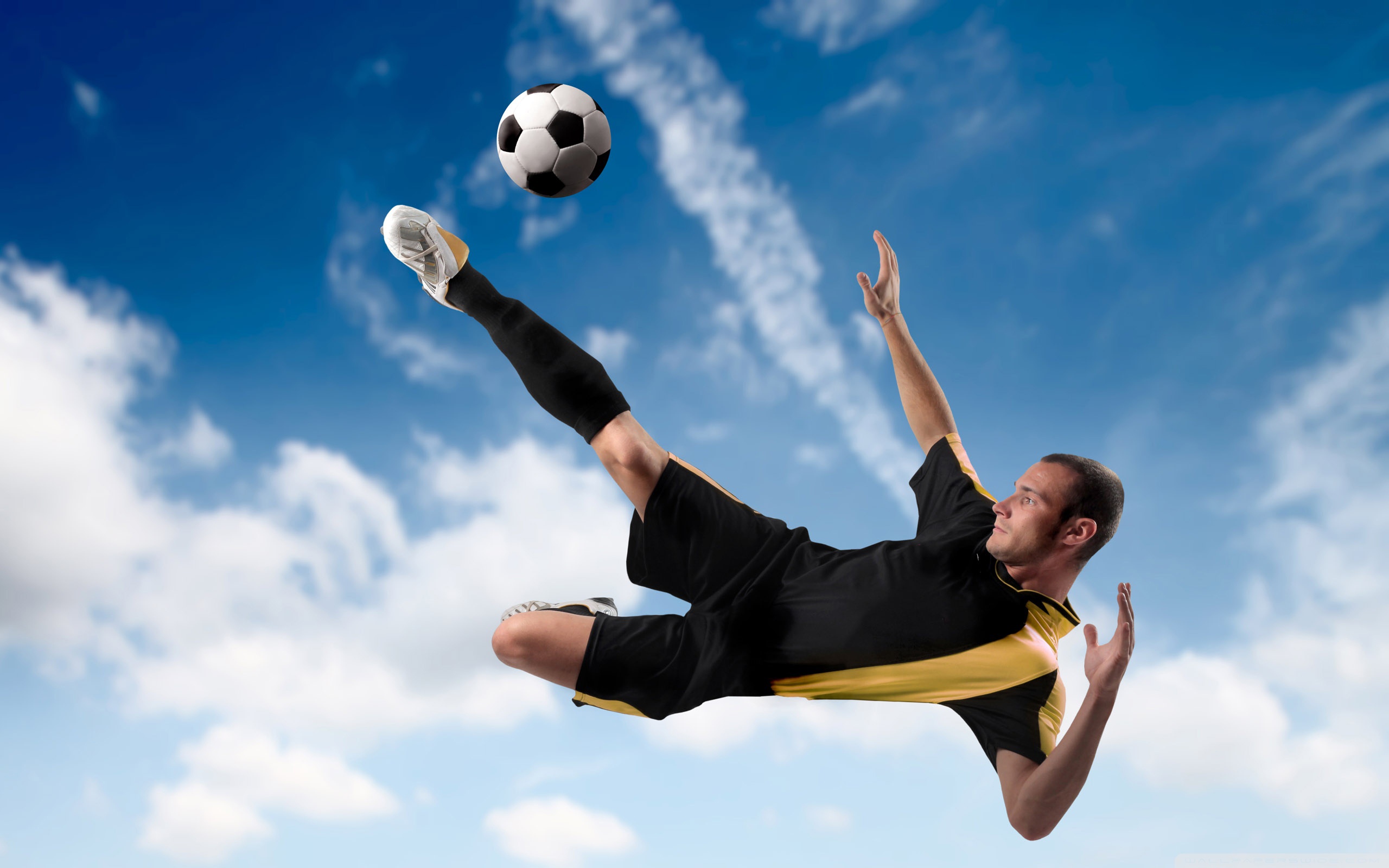 Football Player Kicking The Ball in Mid Air ❤ 4K HD Desktop ...
