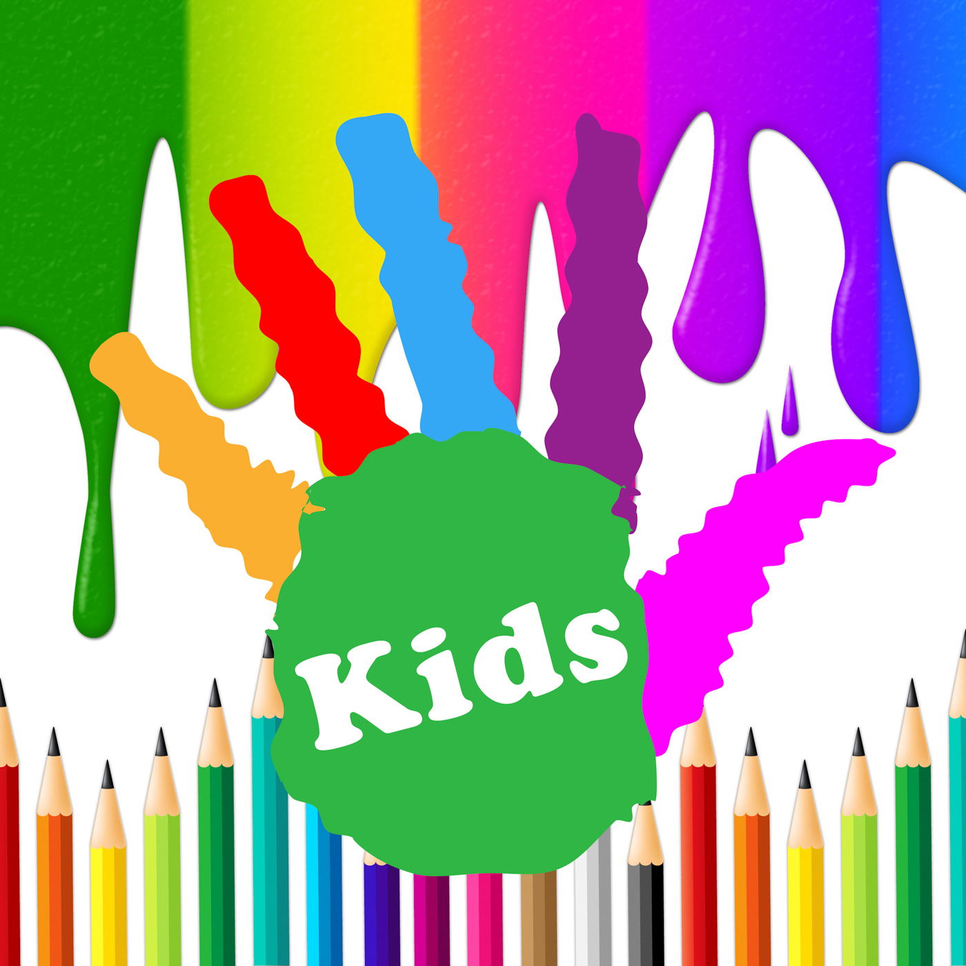Kids Handprint Represents Colourful Spectrum And Human, Child, Kid, Youth, Youngsters, HQ Photo