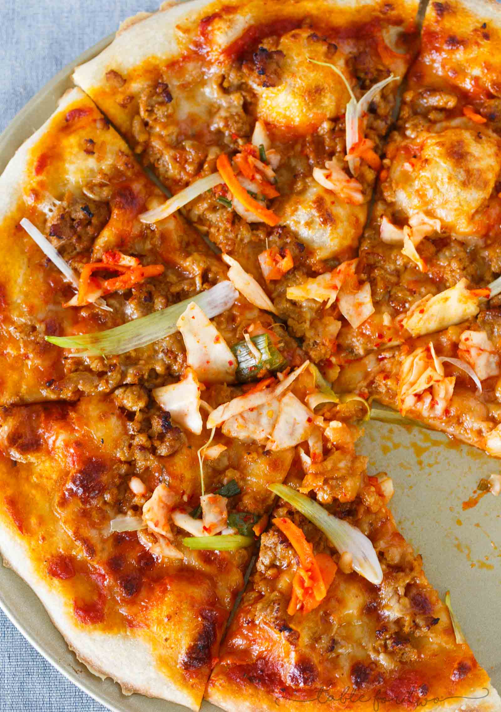 Spicy Korean Pork Pizza - Korean Asian Pizza Recipe