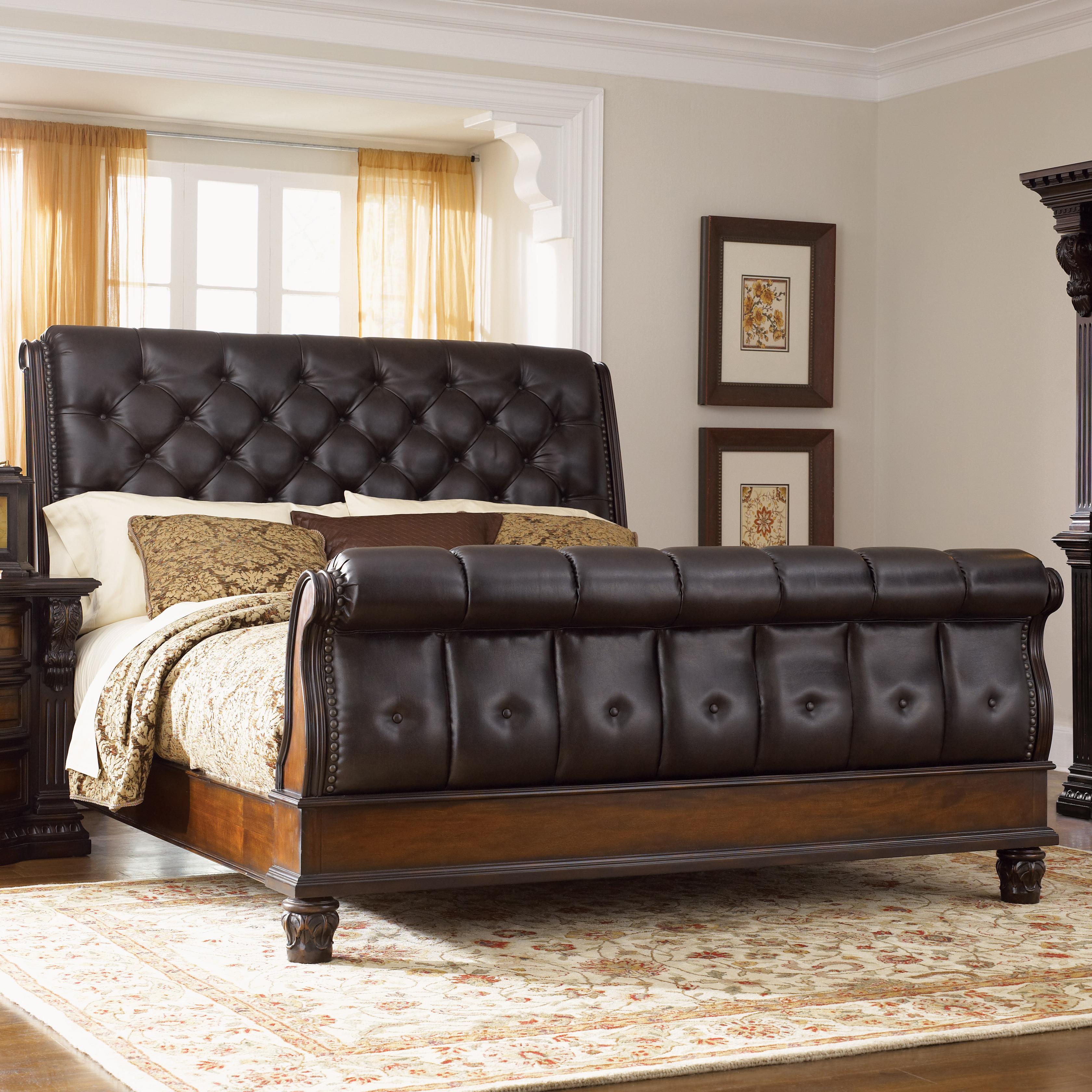 Free Photo King Leather Fabric, California King Leather Sleigh Bed