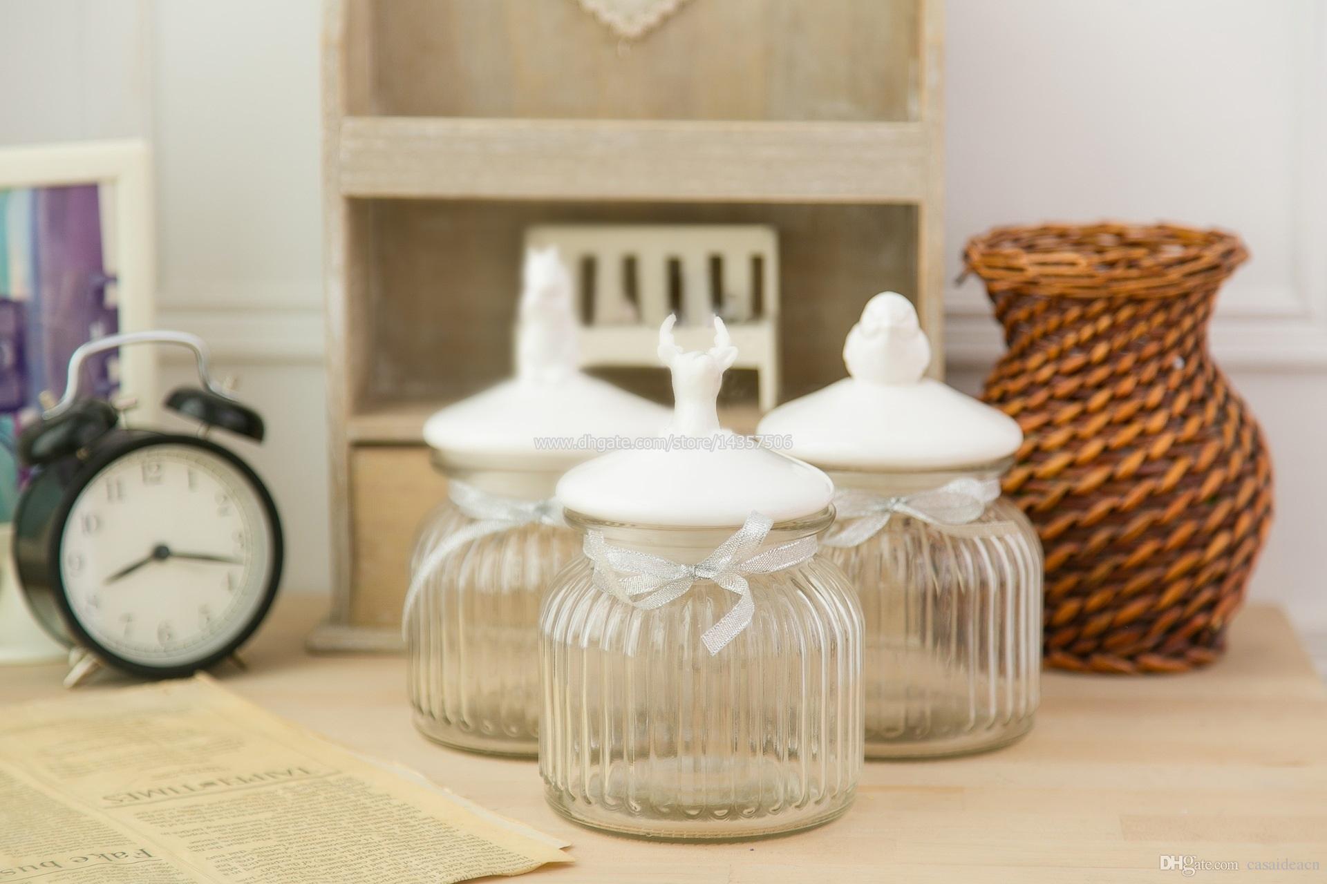 2018 Small American Country Style Glass Jar With Ceramic Bird Lid ...