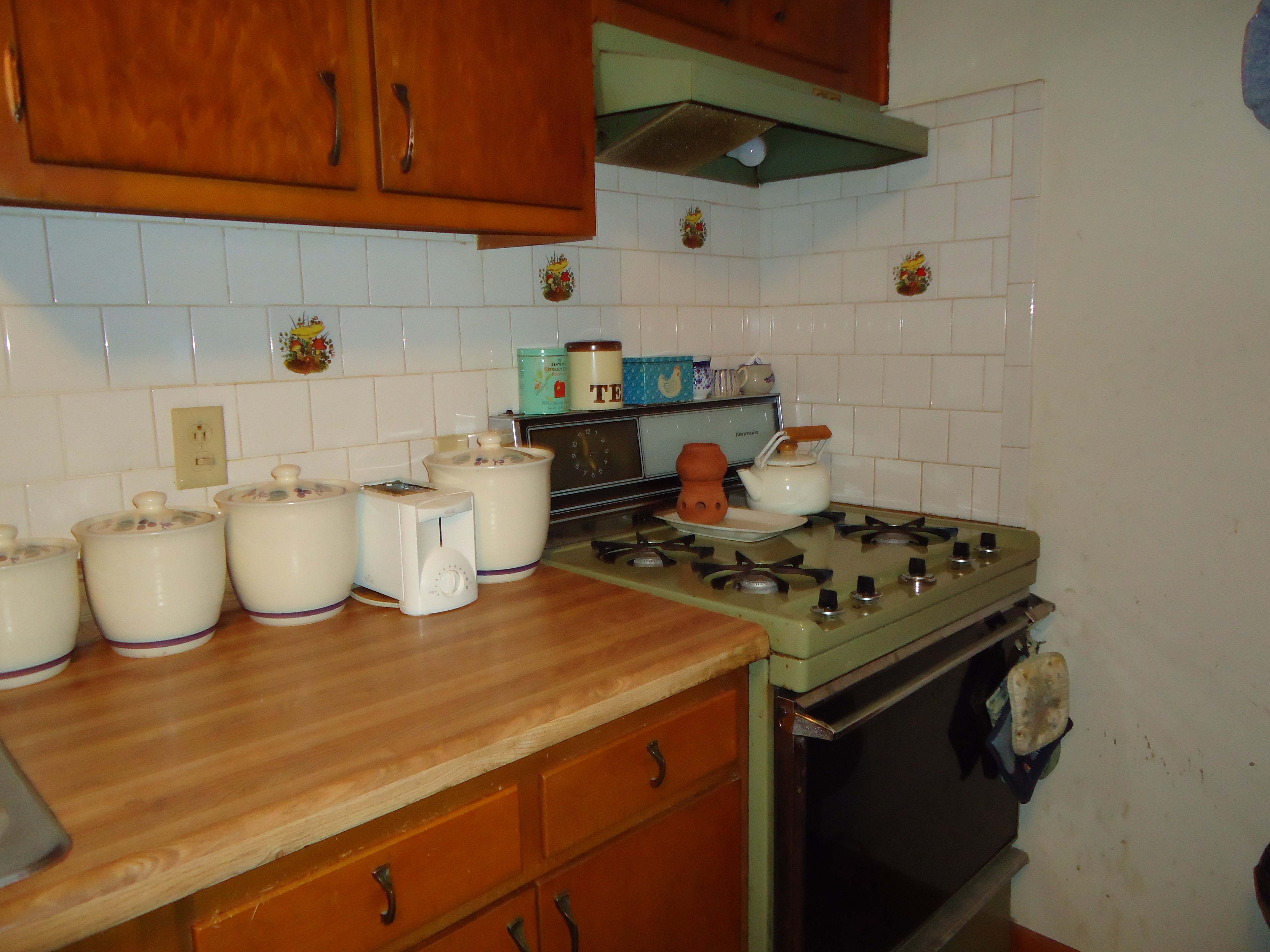 Kitchen counter and stove photo