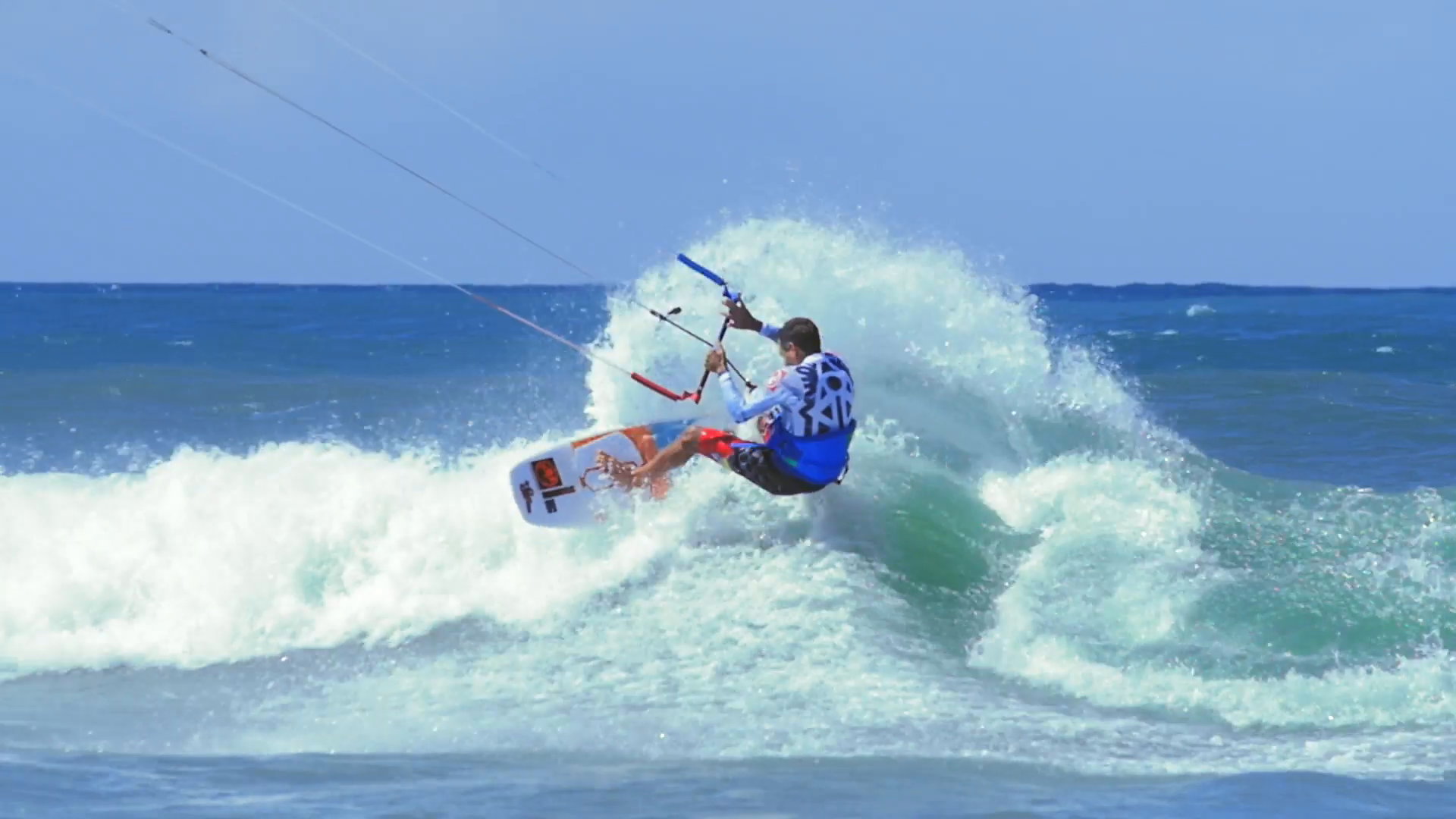 Amazing skills of professional kite surfer. Extreme water sport ...