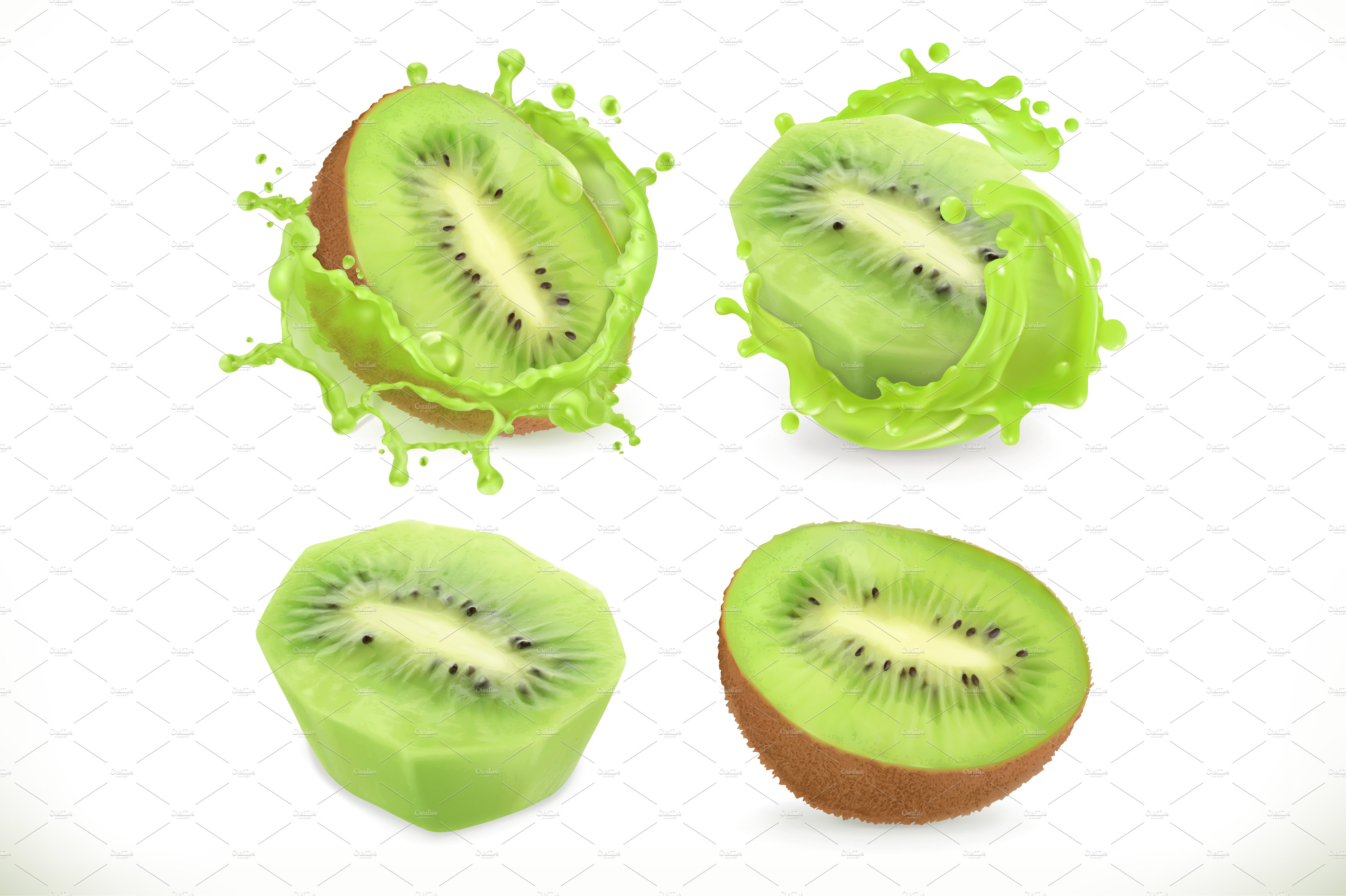 Kiwi fruit juice. Vector ~ Illustrations ~ Creative Market