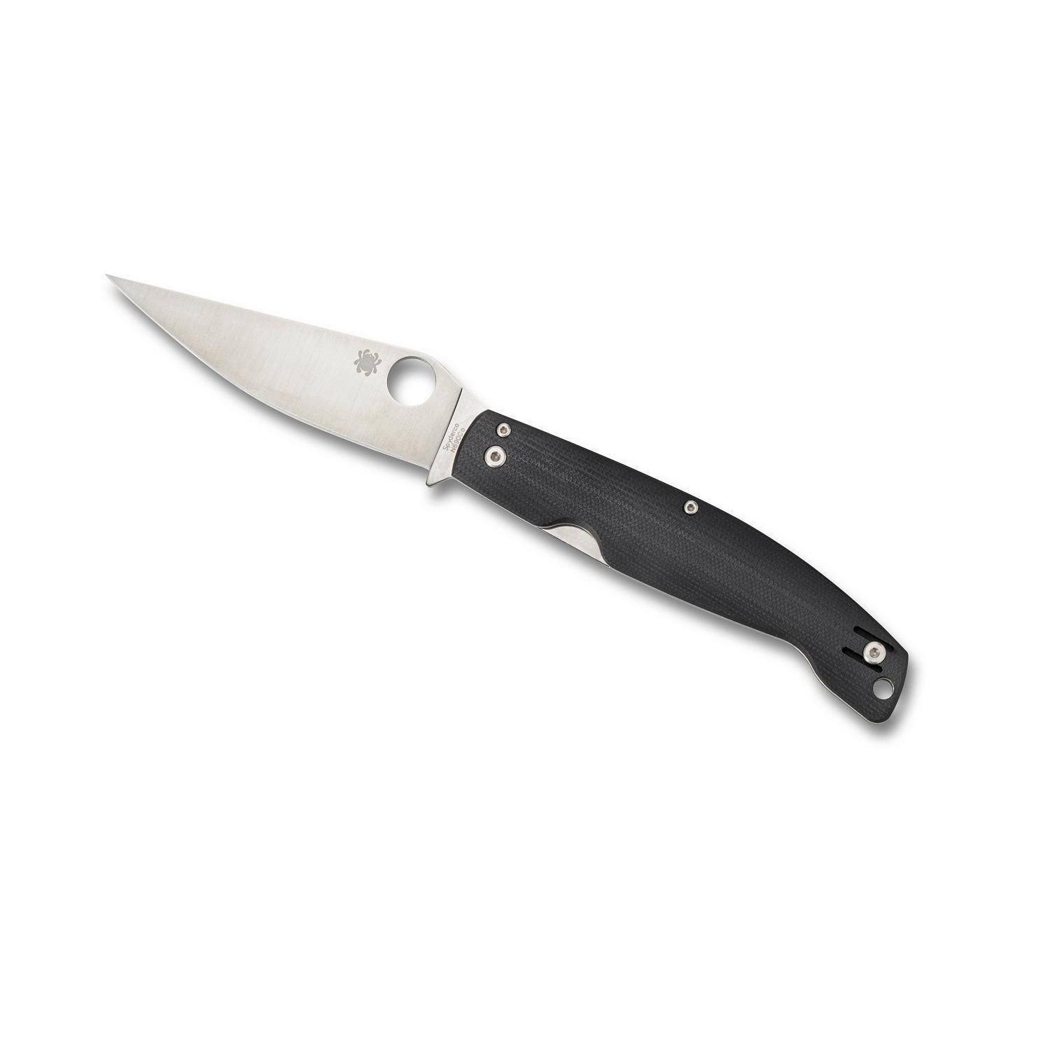 Spyderco 3.92in Pattada Folding Knive-PlainEdge-Black G-10 – FlyRods.com