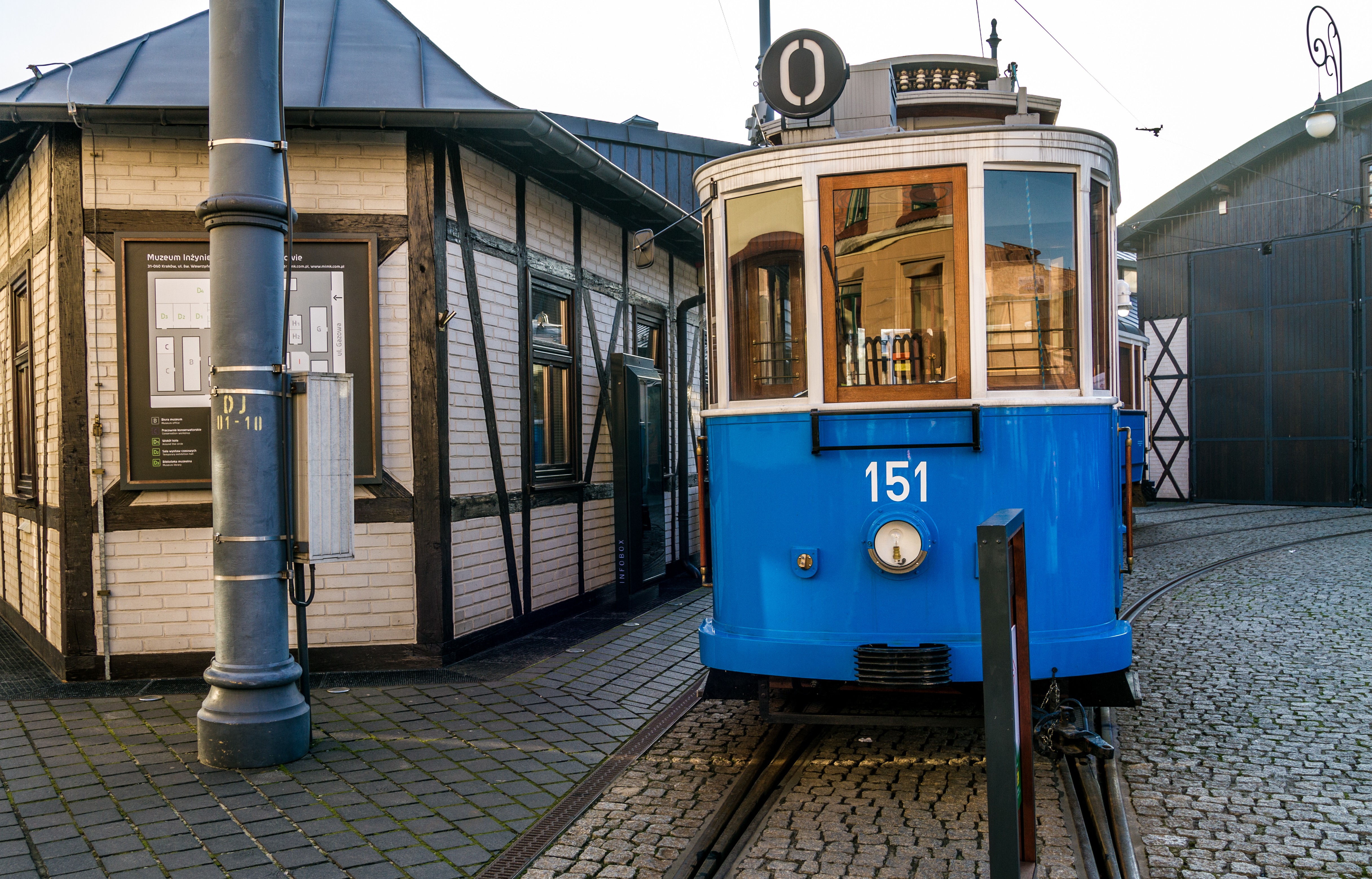 Kraków vintage blue tram, poland photo