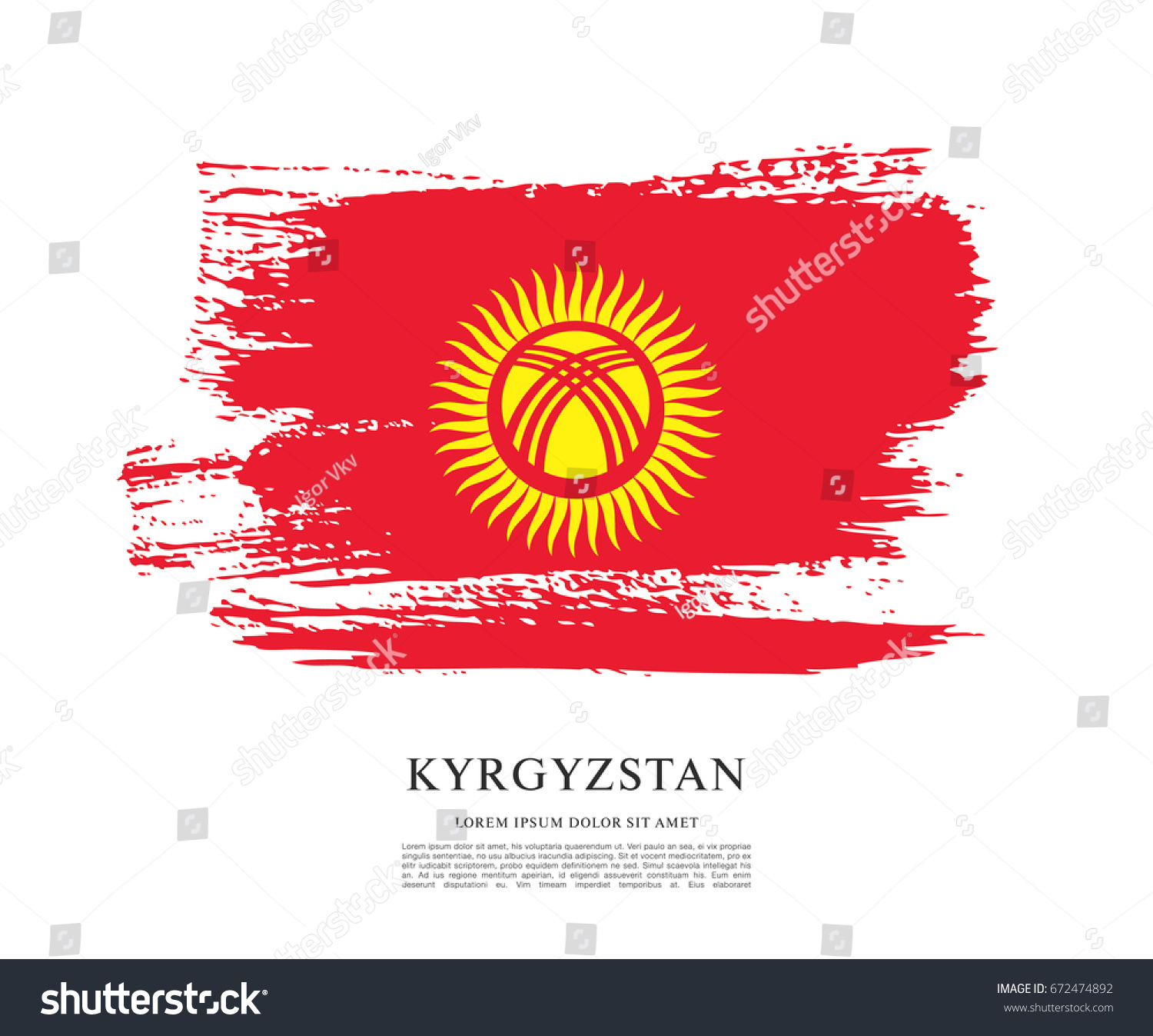 Flag Kyrgyzstan Stock Vector 672474892 - Shutterstock