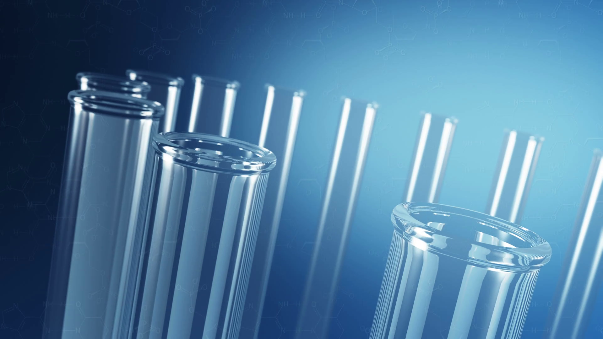 Animated glass laboratory test tubes with science background 4K ...