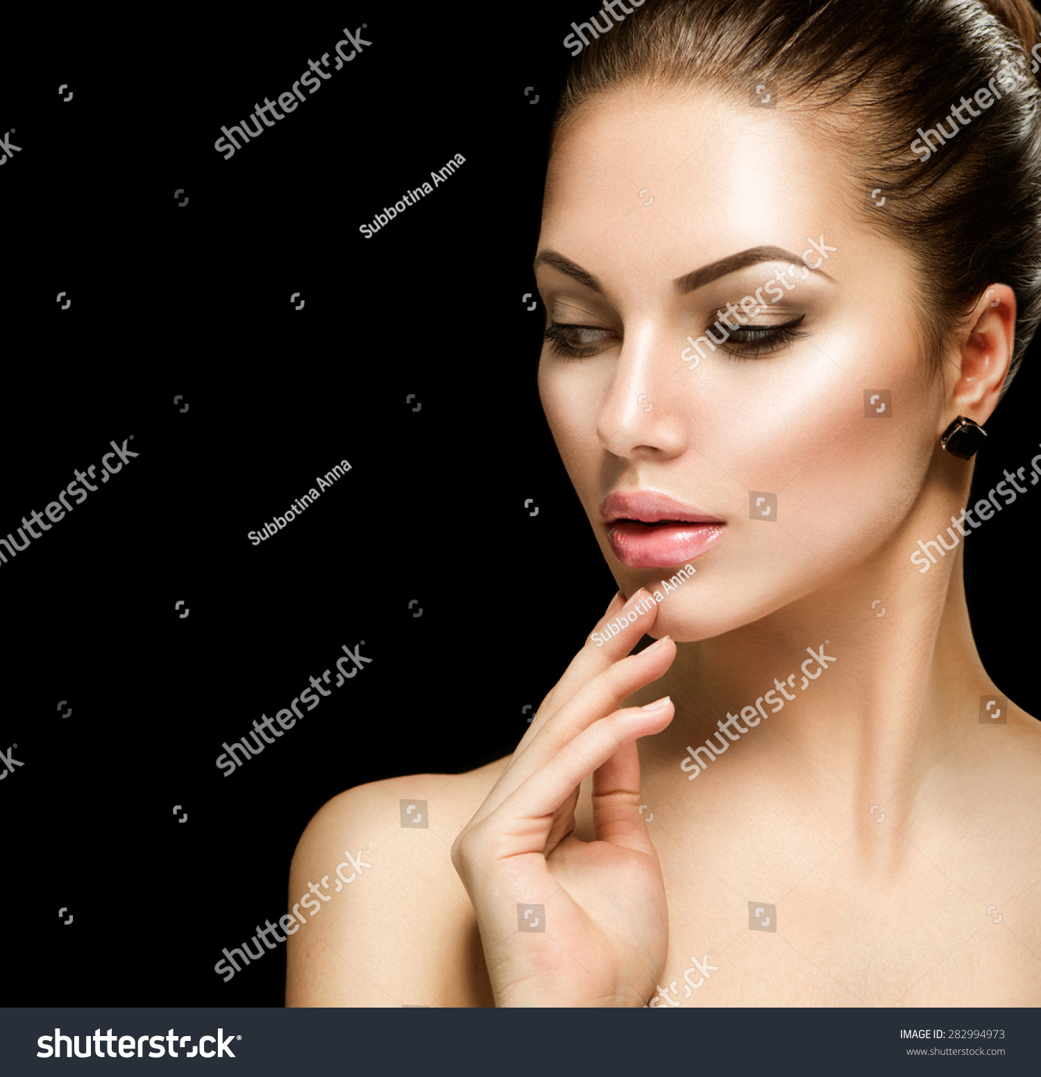 Beauty Woman Face Closeup Isolated On Stock Photo 282994973 ...