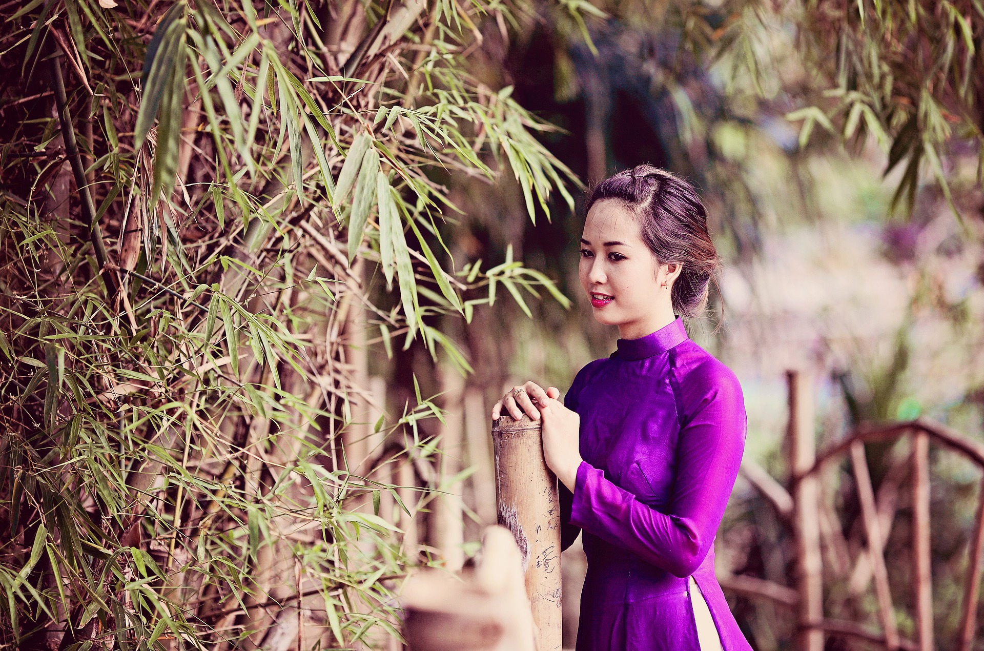 Lady in purple dress photo