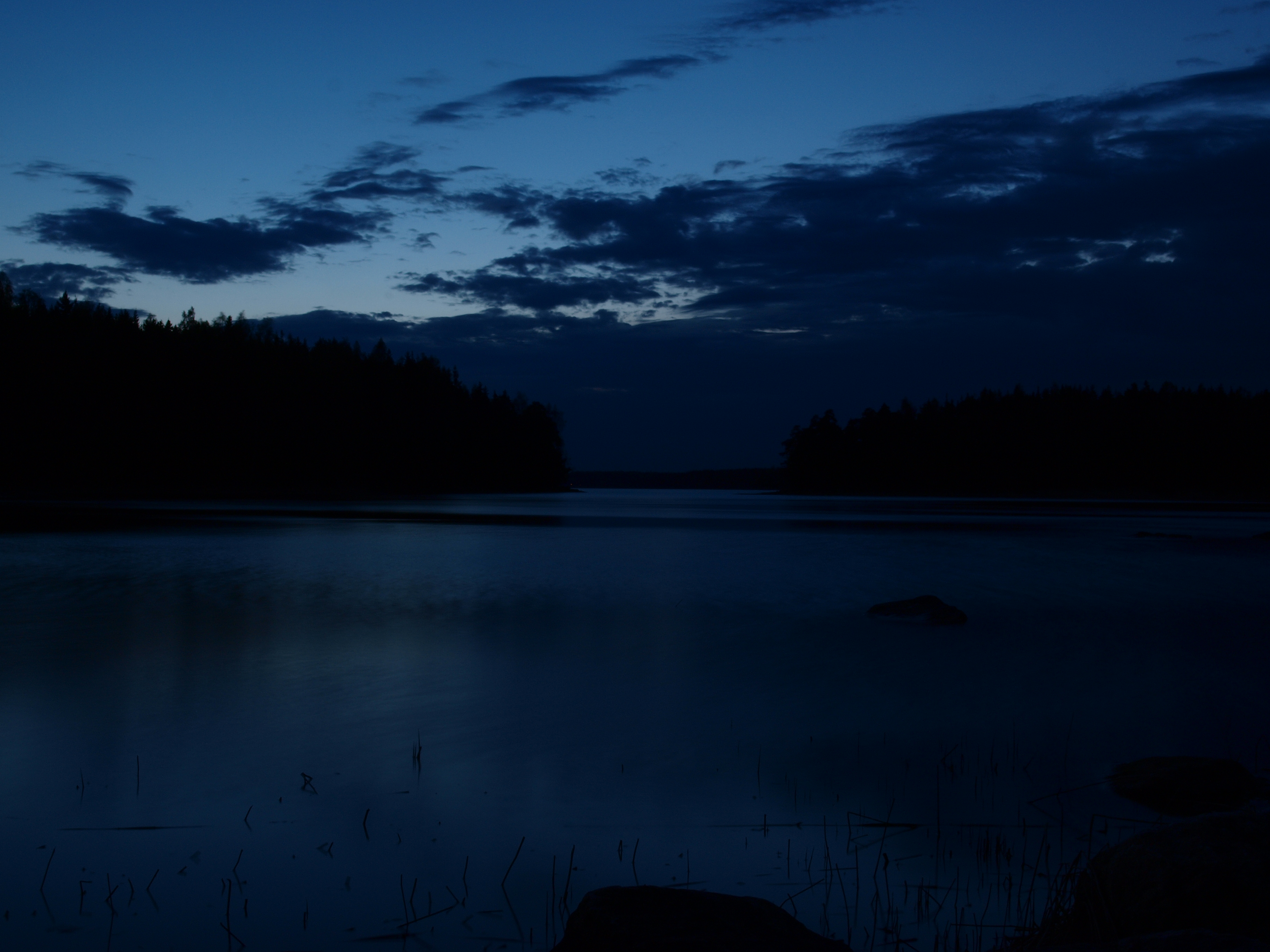 Lake at night, Blue, Dark, Lake, Landscape, HQ Photo