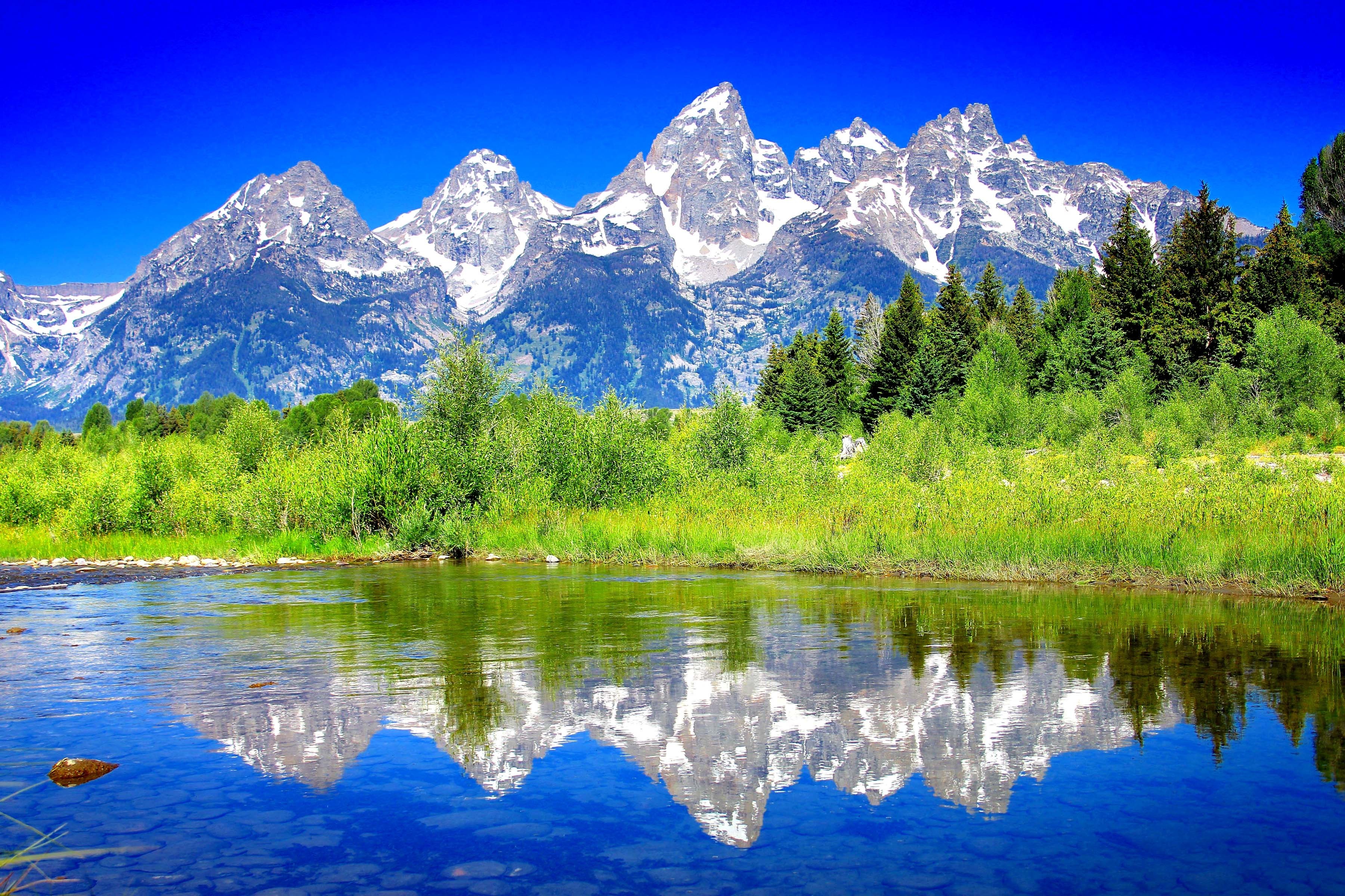 Lakes: Landscape River Lake Mountain Trees Mountains Nature Forest ...