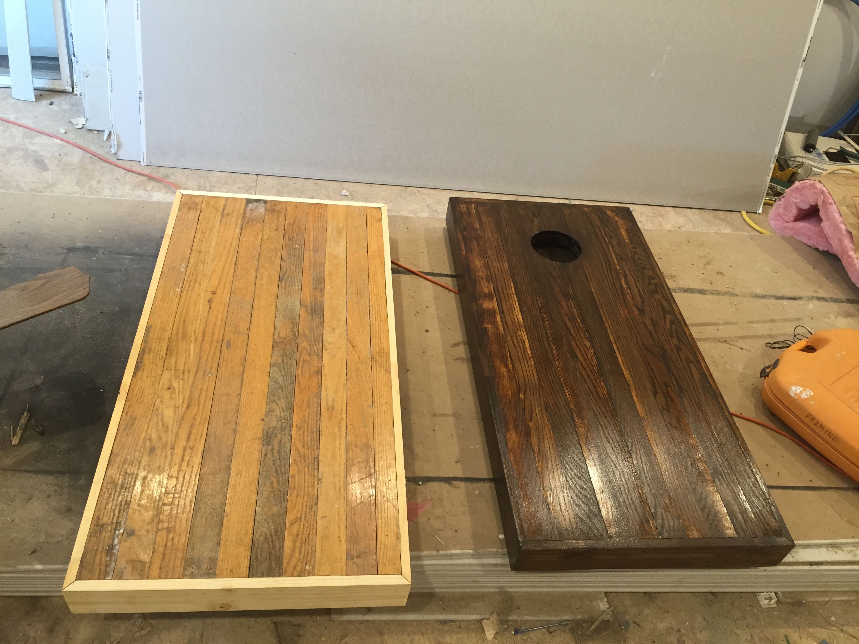 Cornhole board from scrap hardwood flooring | Crafts | Pinterest ...
