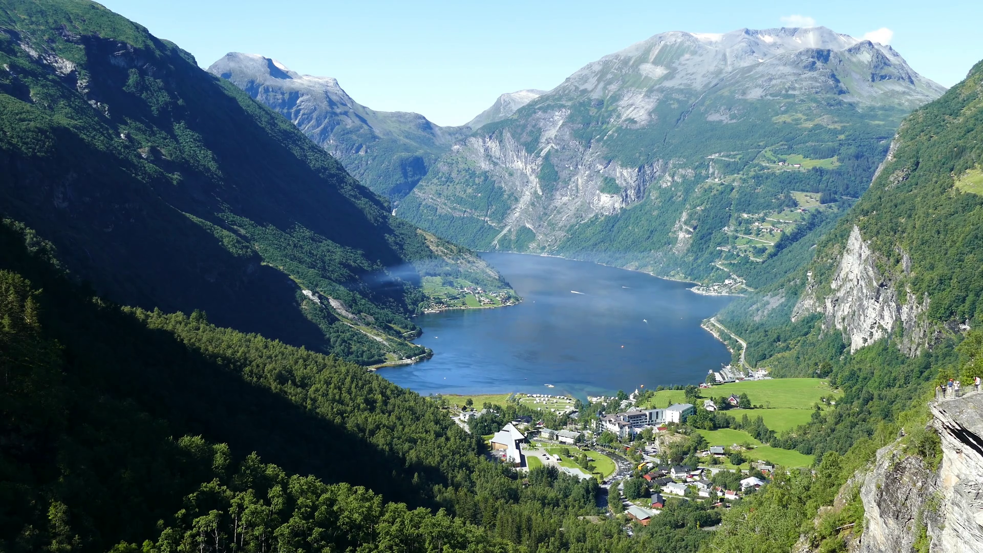 The Geiranger Fjord landscape in Norway Stock Video Footage ...