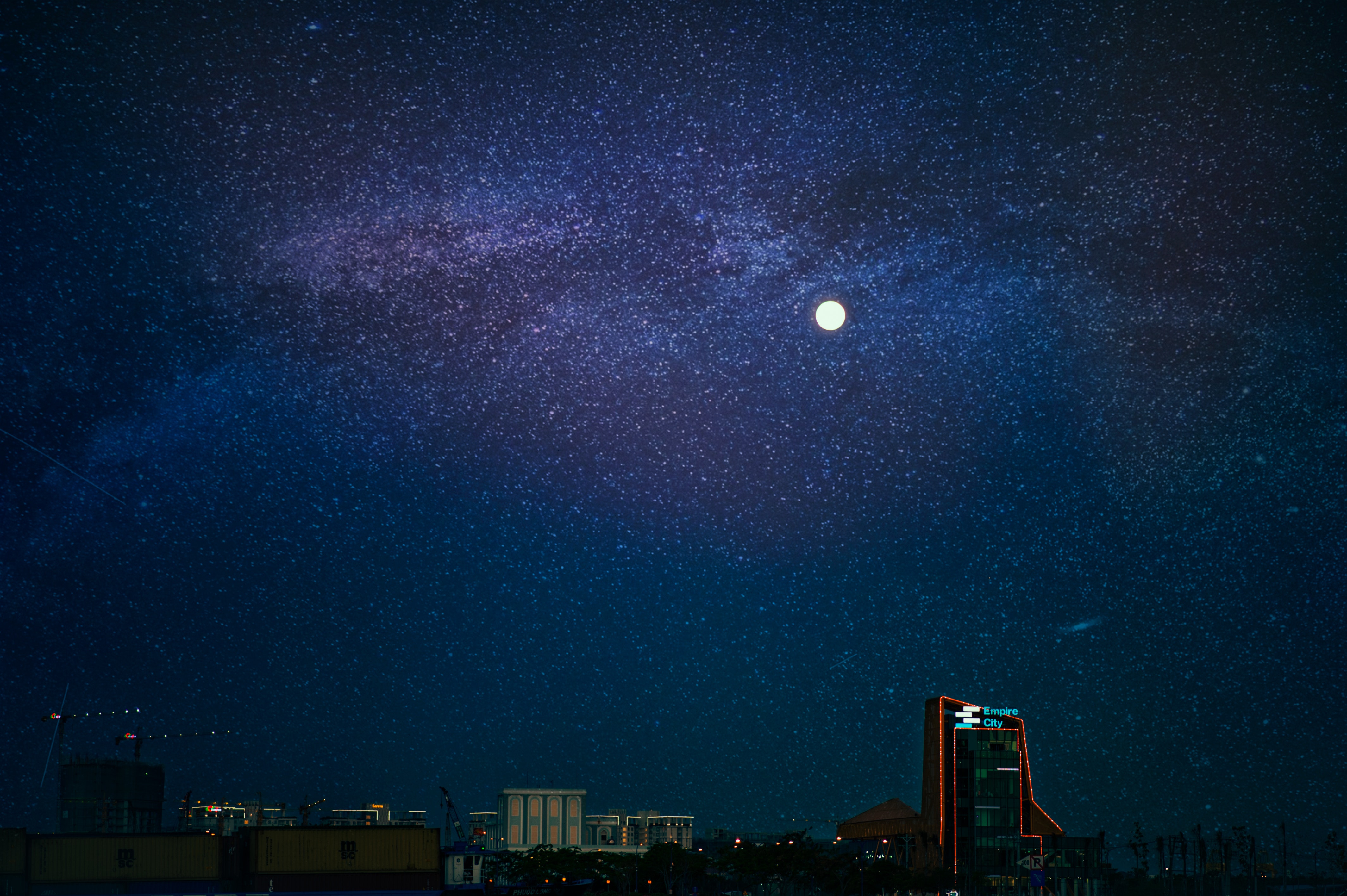 Landscape Photography of Cityscape during Nighttime, Astronomy, Milky way, Sunset, Stars, HQ Photo