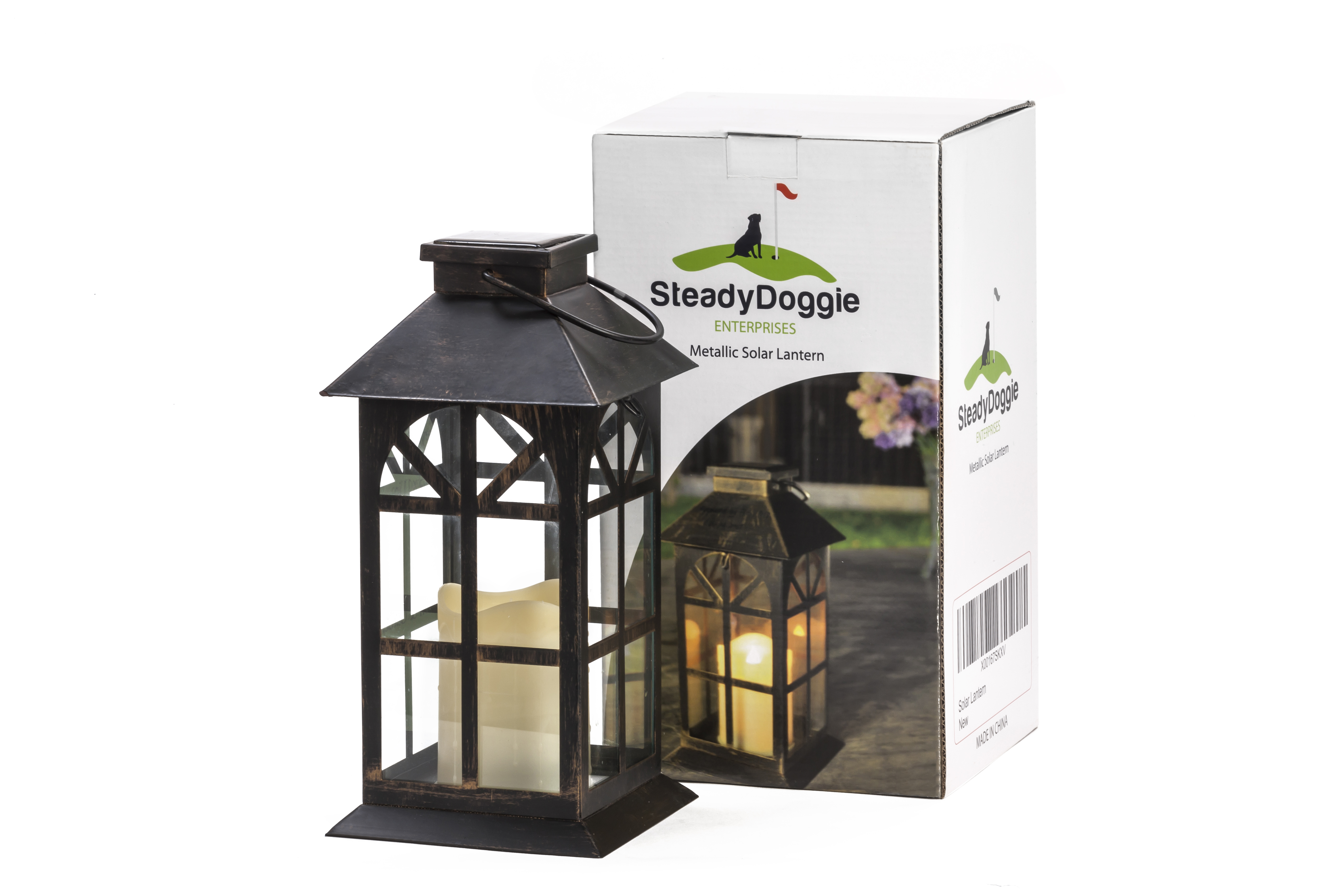 SteadyDoggie Indoor Outdoor Solar Lantern For Patio and Garden