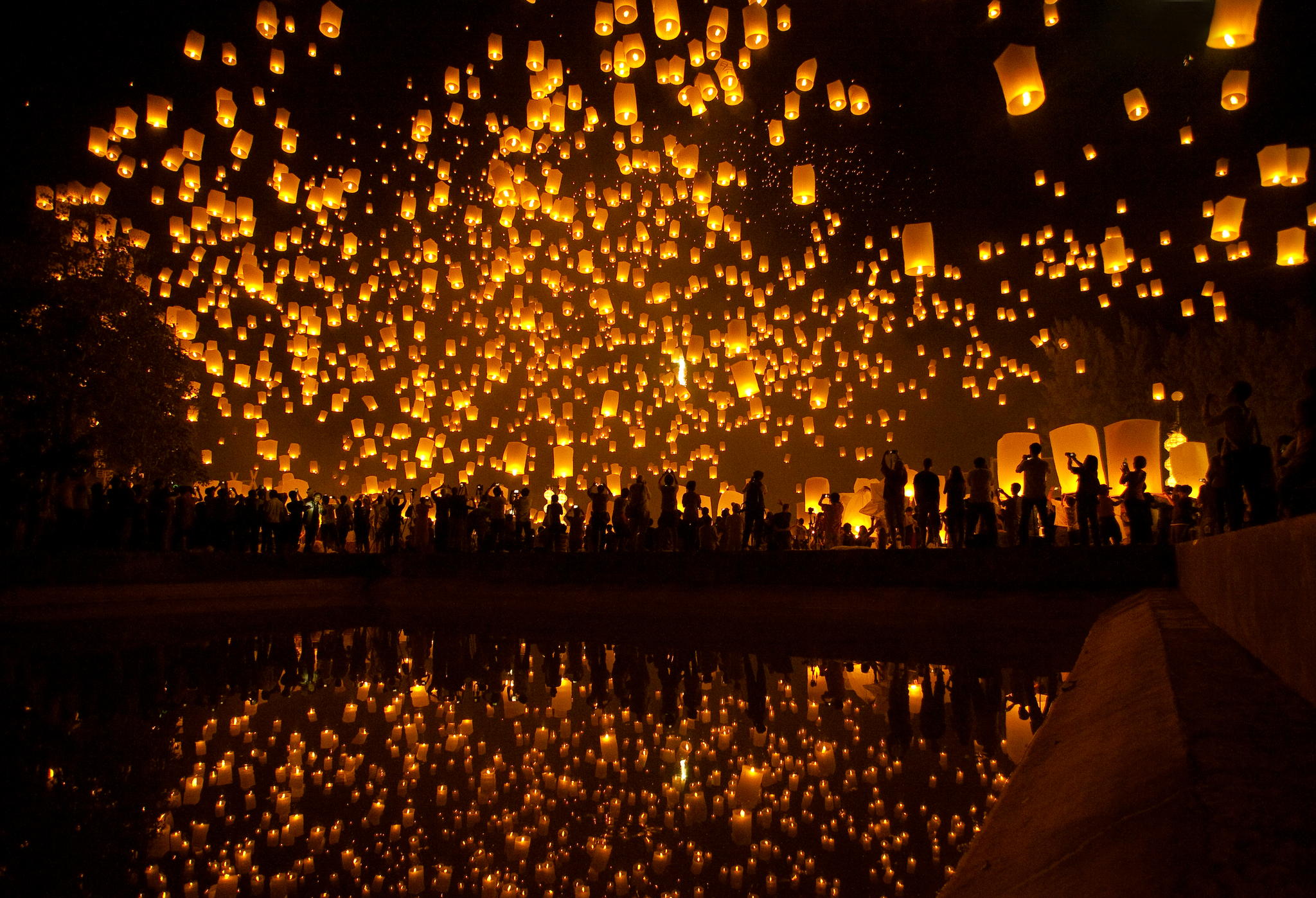 Thousands of lanterns take to the night sky in a lantern festival in ...
