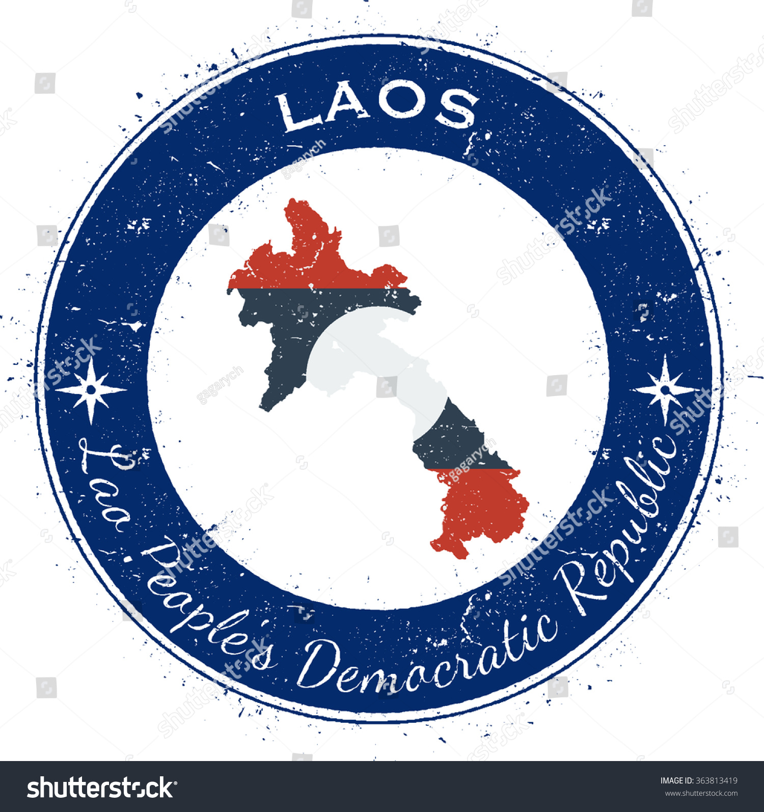 Laos Grunge Rubber Stamp Country Flag Stock Vector 363813419 ...