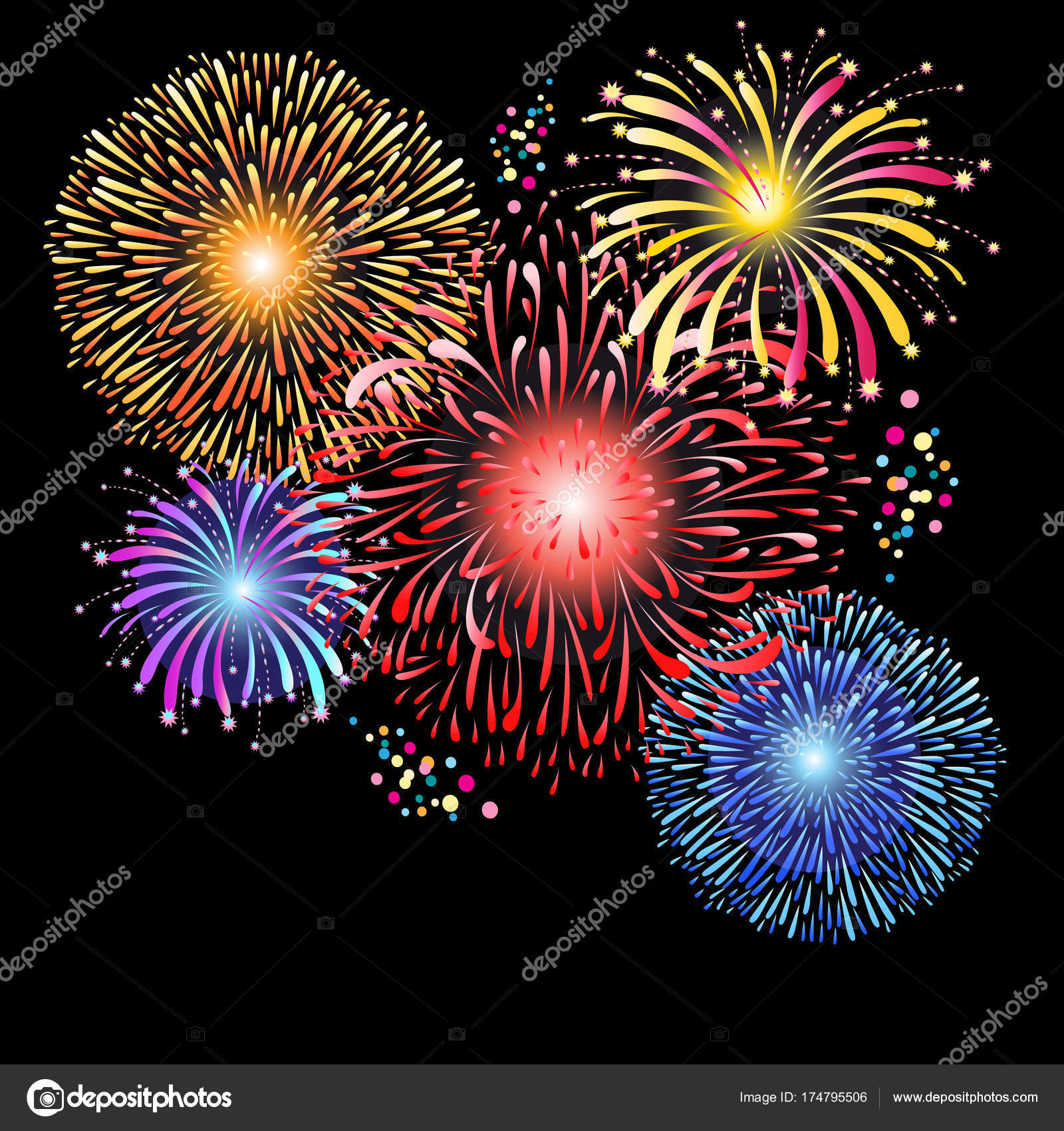 Magnificent graphics of multi-colored fireworks — Stock Vector ...
