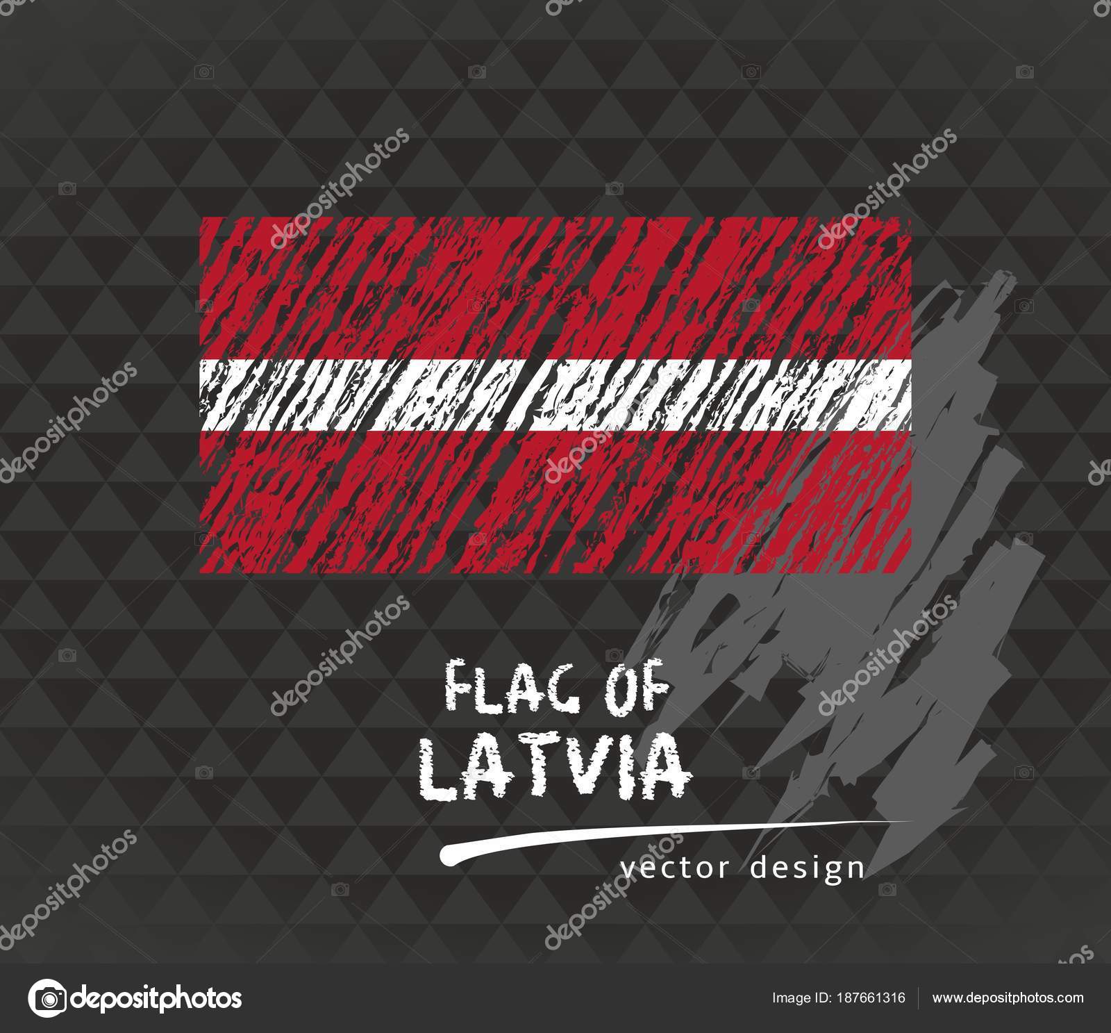 Latvia Flag Vector Sketch Hand Drawn Illustration Dark Grunge ...