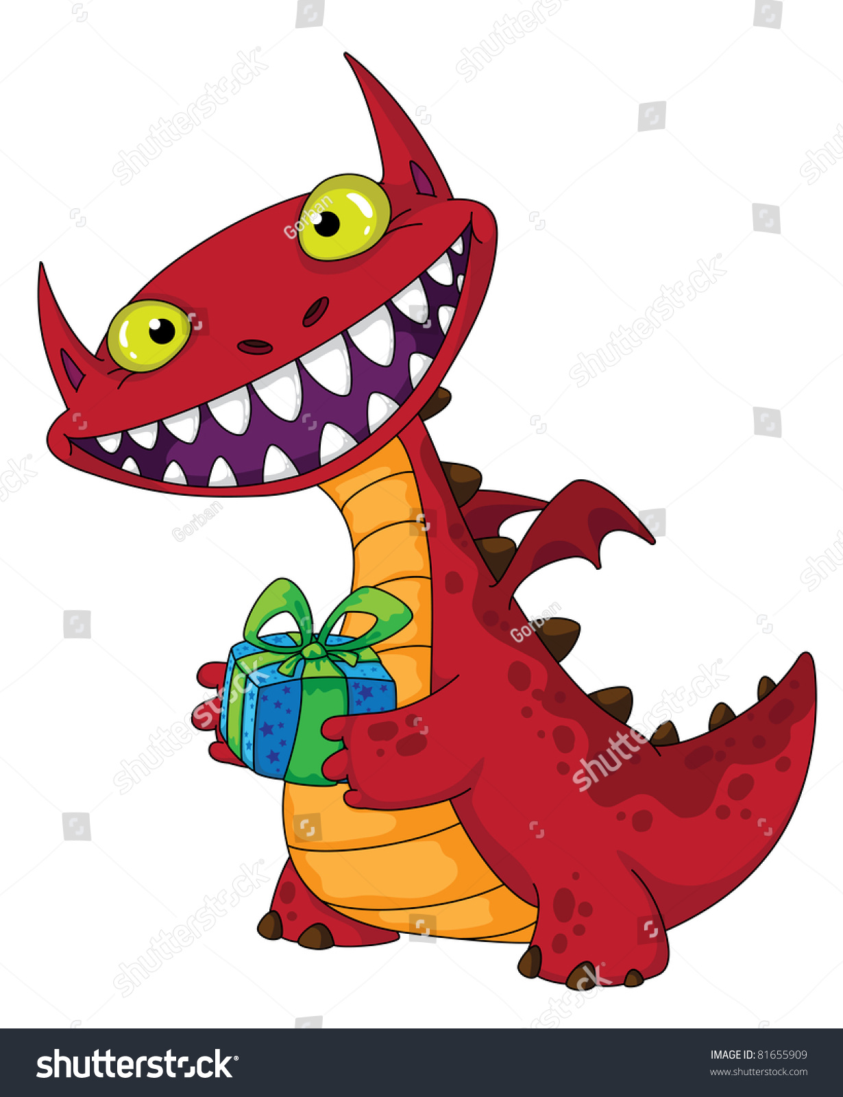 Illustration Laughing Dragon Gift Stock Vector 81655909 - Shutterstock