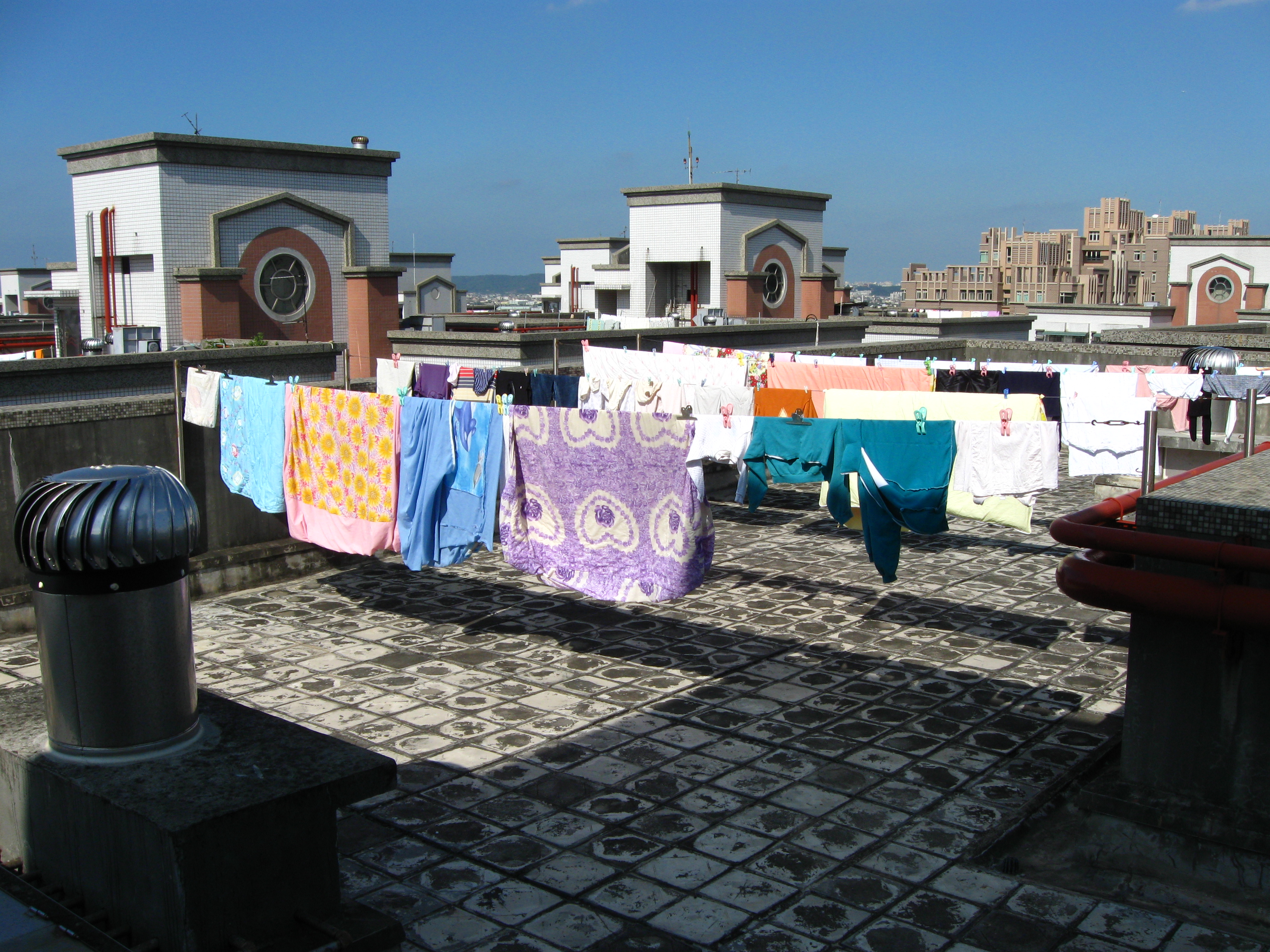 Laundry drying in sunlight photo