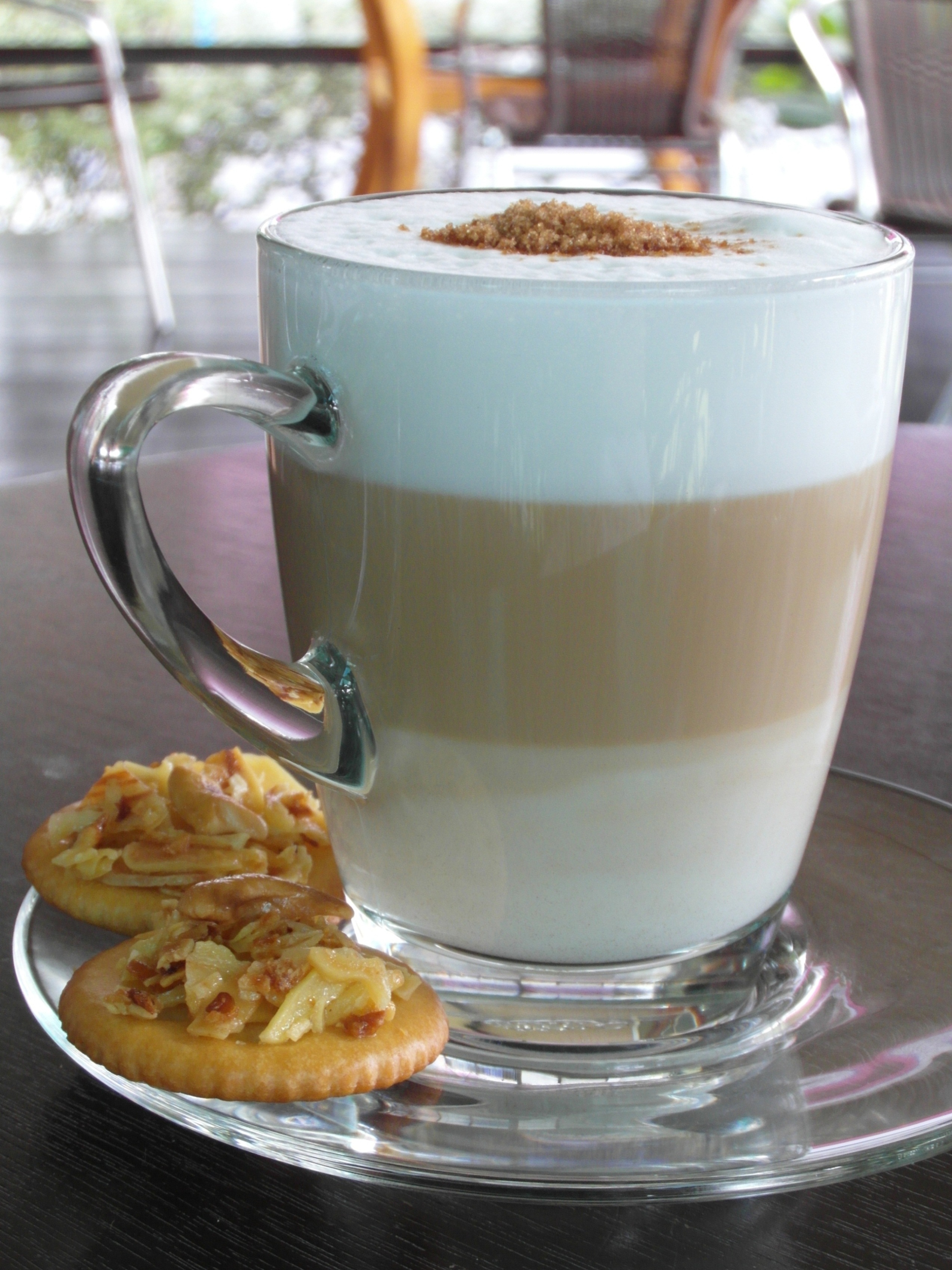 Layered Latte with biscuits, Pretty, Hot, Latte, Layered, HQ Photo
