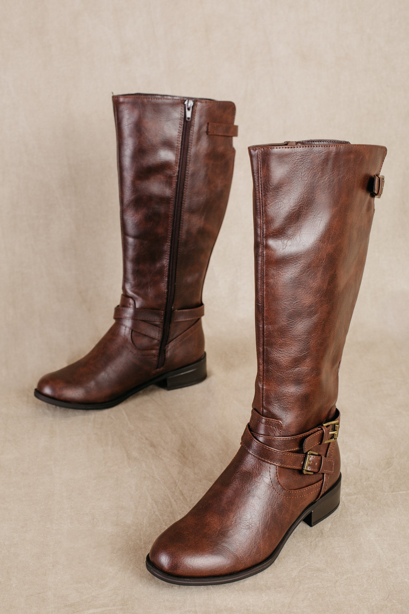 Women's Leather Boots-Mid Calf Boots-Vegan Leather-Women's Boots ...