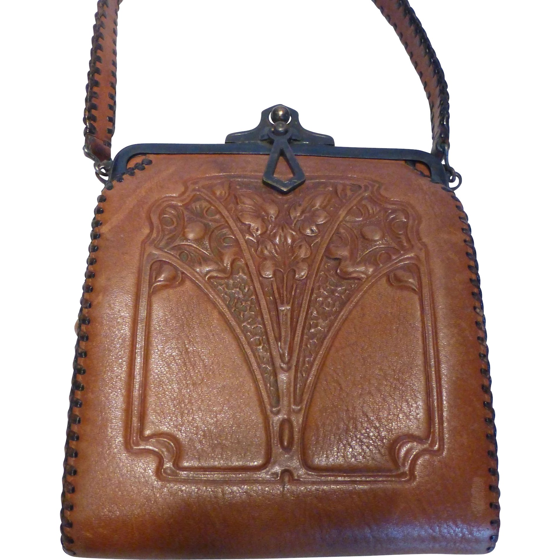 1920's Arts & Crafts Embossed Leather Purse Handbag by Nocona Bags ...