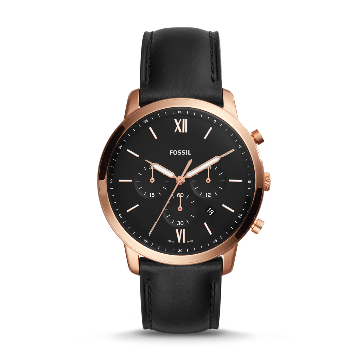 Neutra Chronograph Black Leather Watch - Fossil
