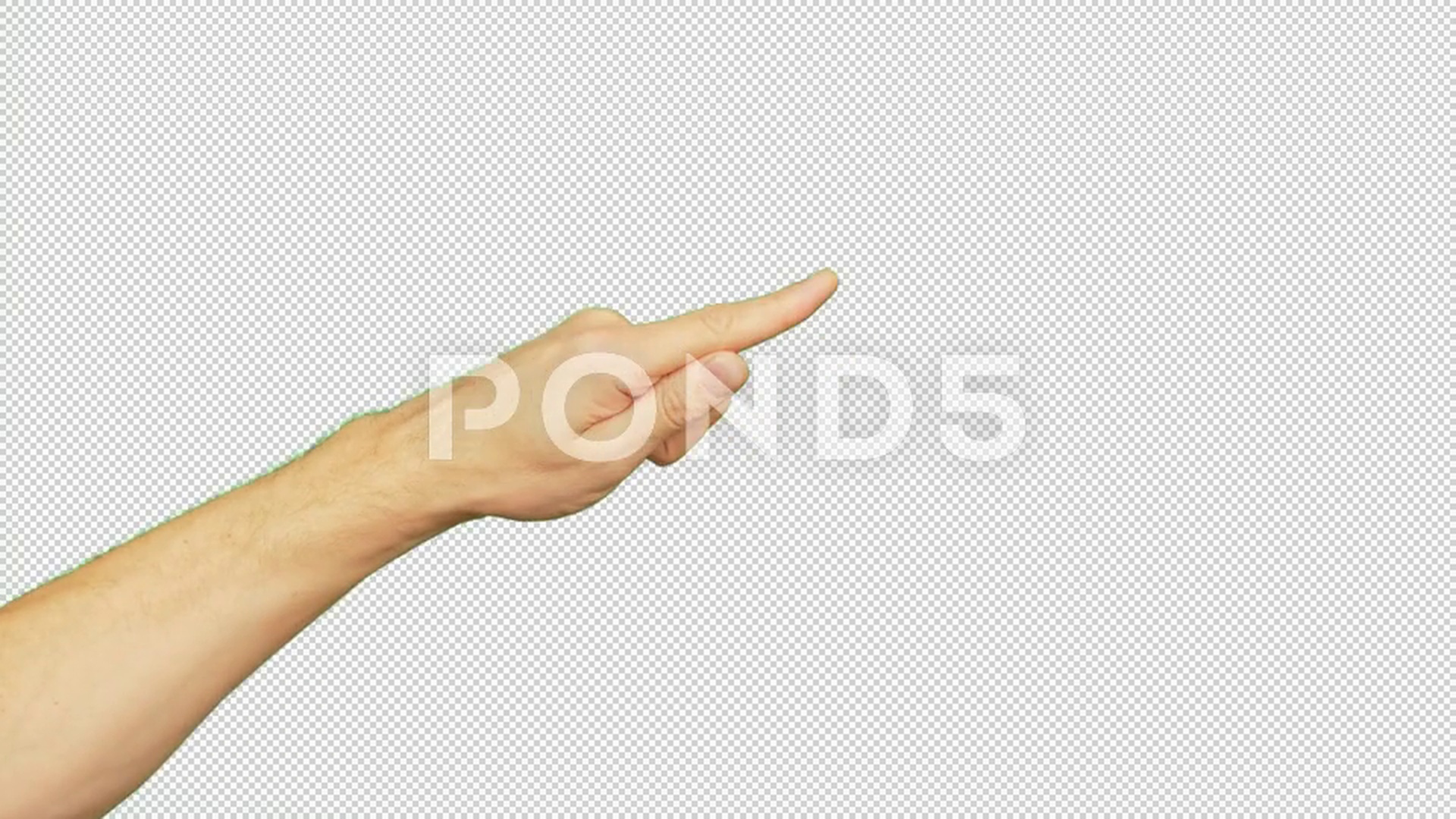 Left hand with index finger, isolated on a green screen. Finger ...