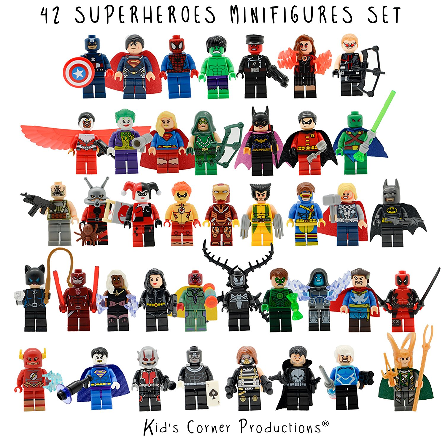 Amazon.com: Kids Corner Productions - Super Heroes Lego Figures 42 ...