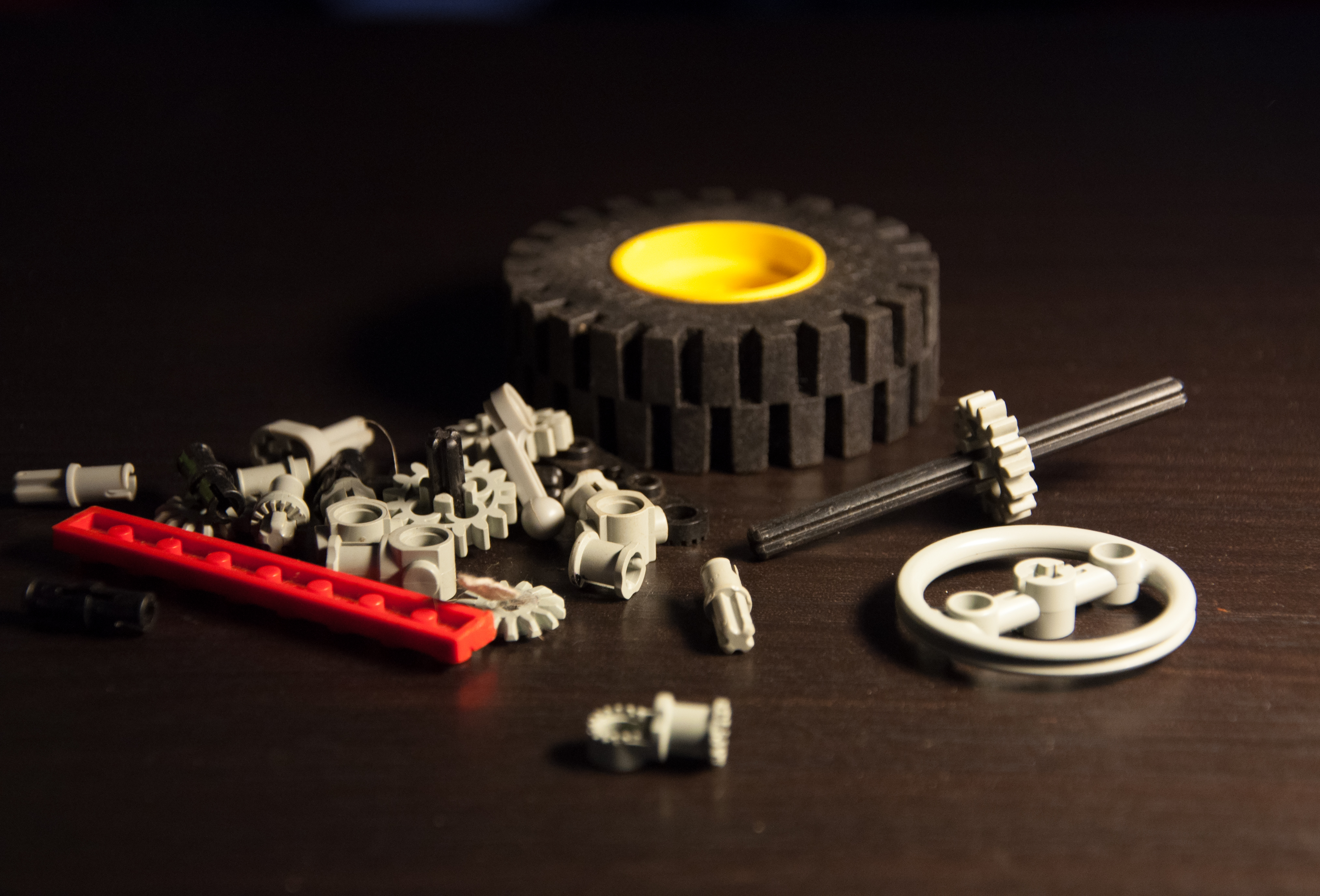 Lego technic pieces pile close up photo