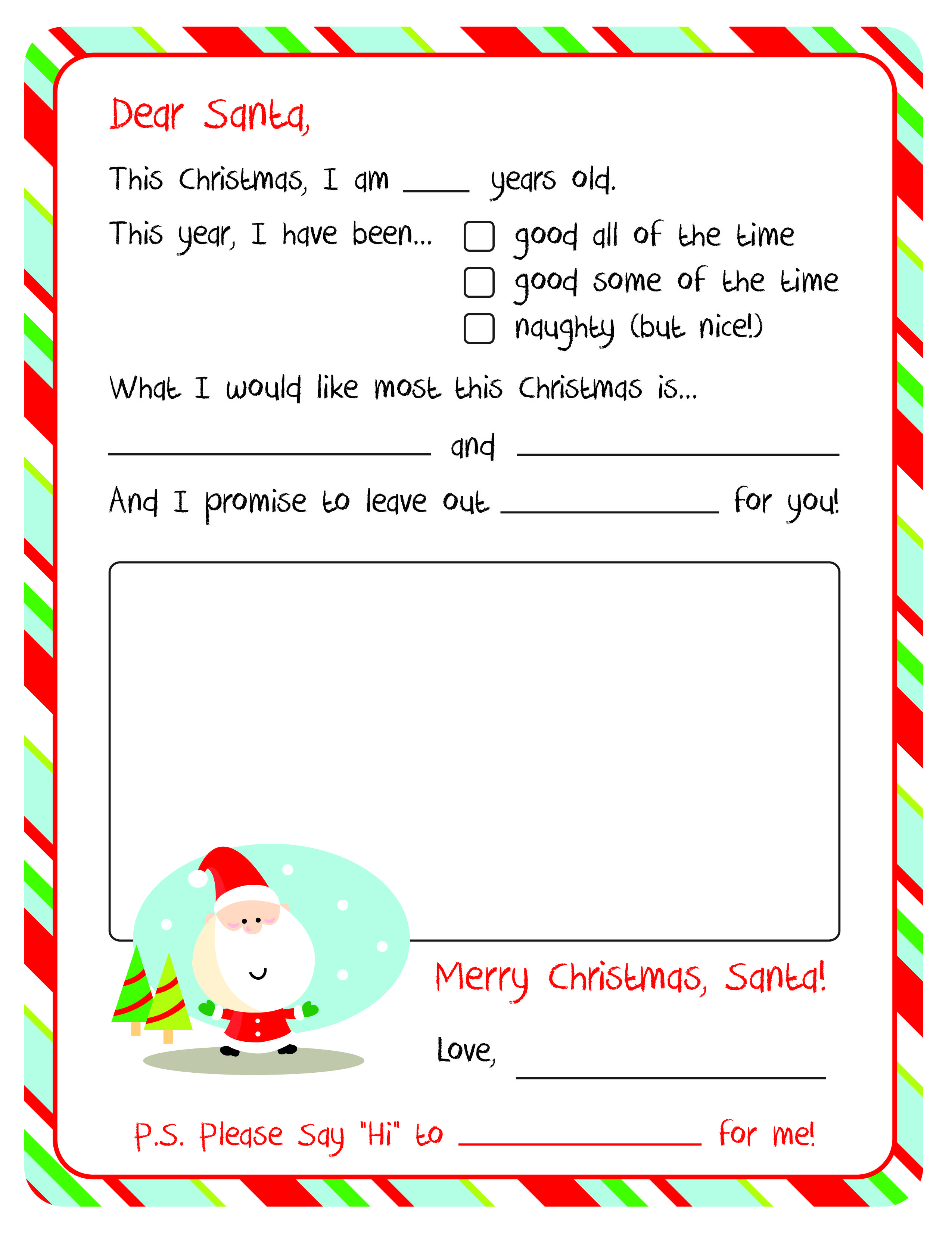 Letter to Santa – Free Printable | Printable letters, Free printable ...