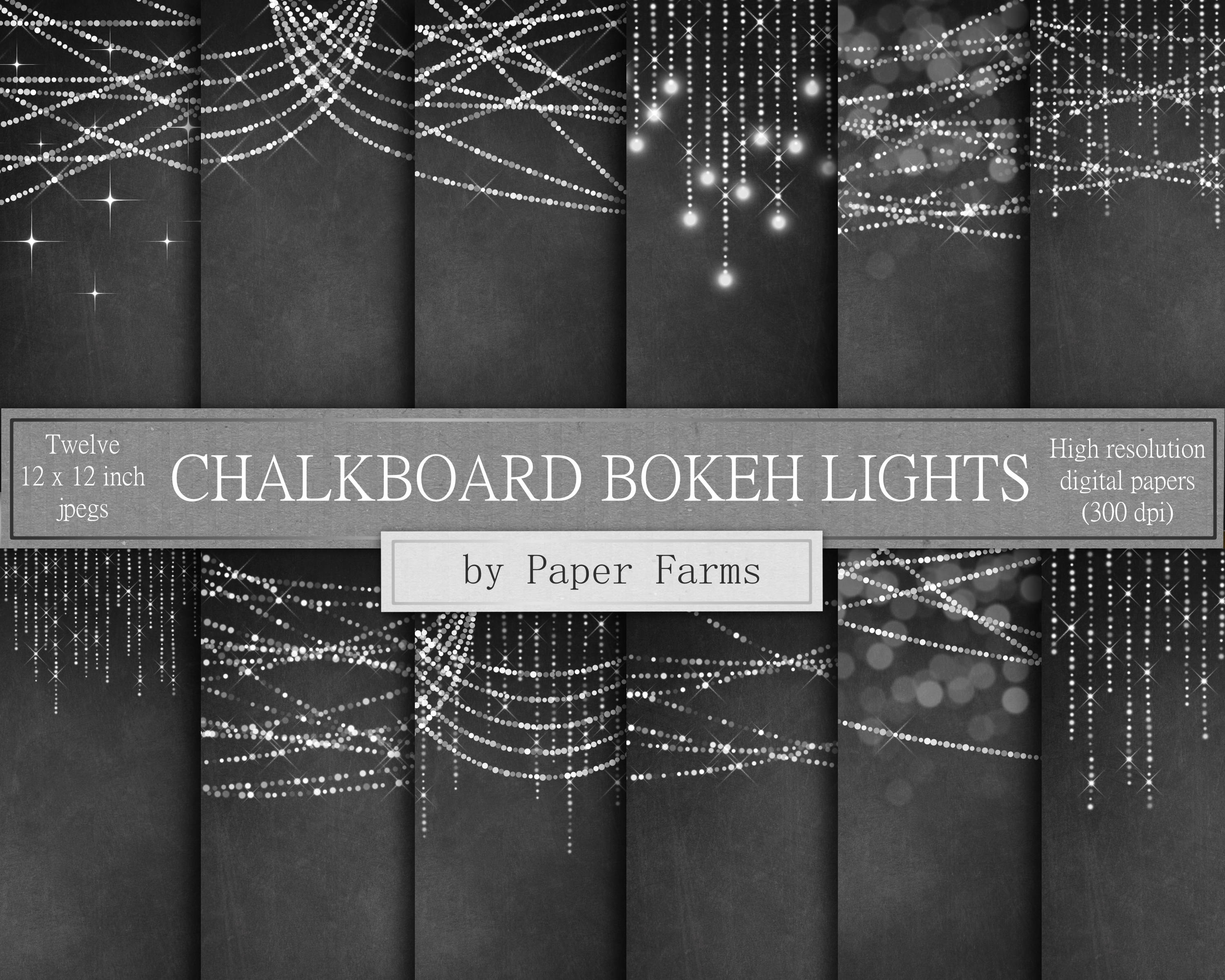 Chalkboard bokeh lights, digital paper, scrapbook paper, shimmering ...