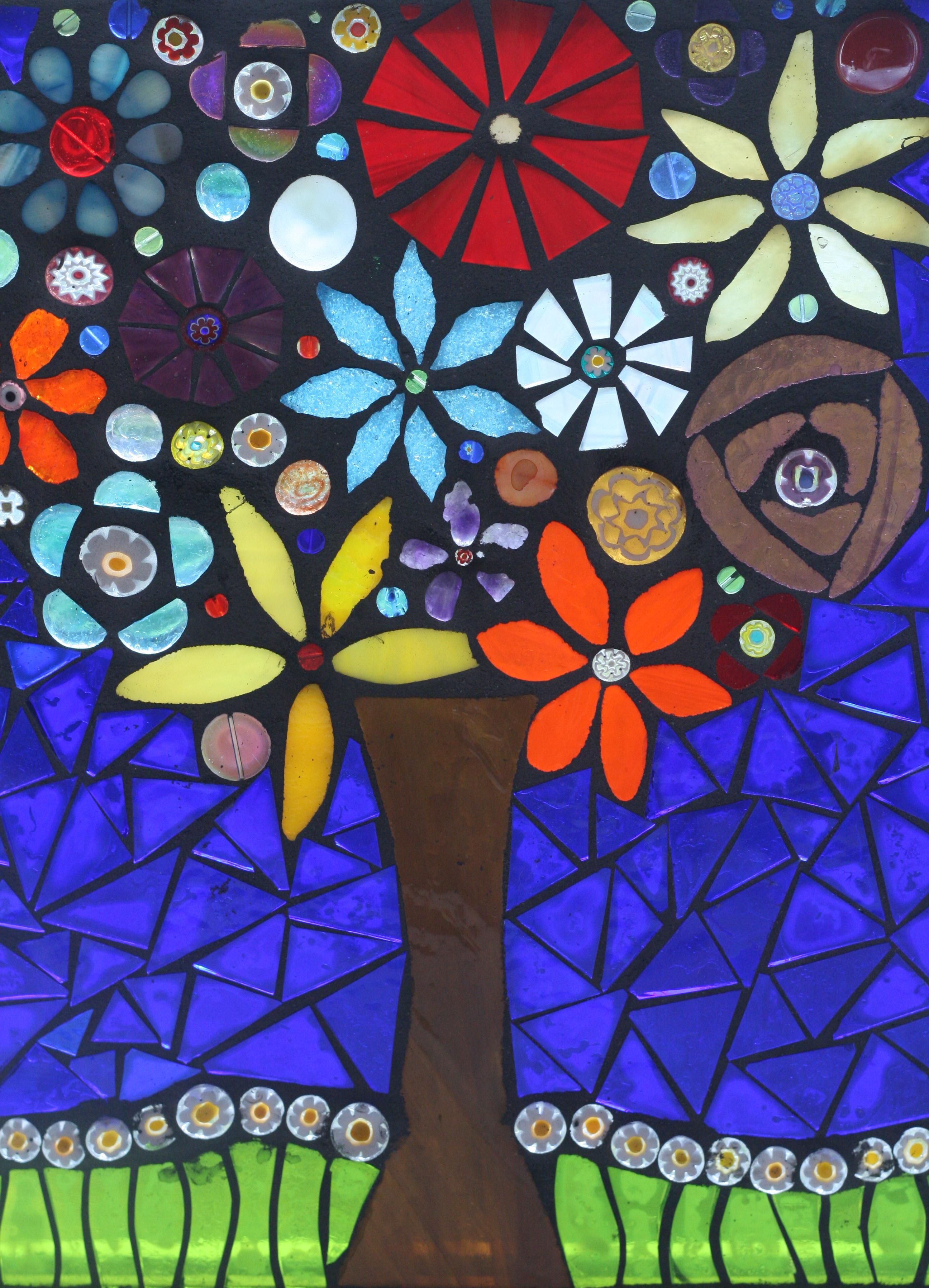 Flower Tree Glass on Glass Mosaic window www.lowlightcreations@etsy ...